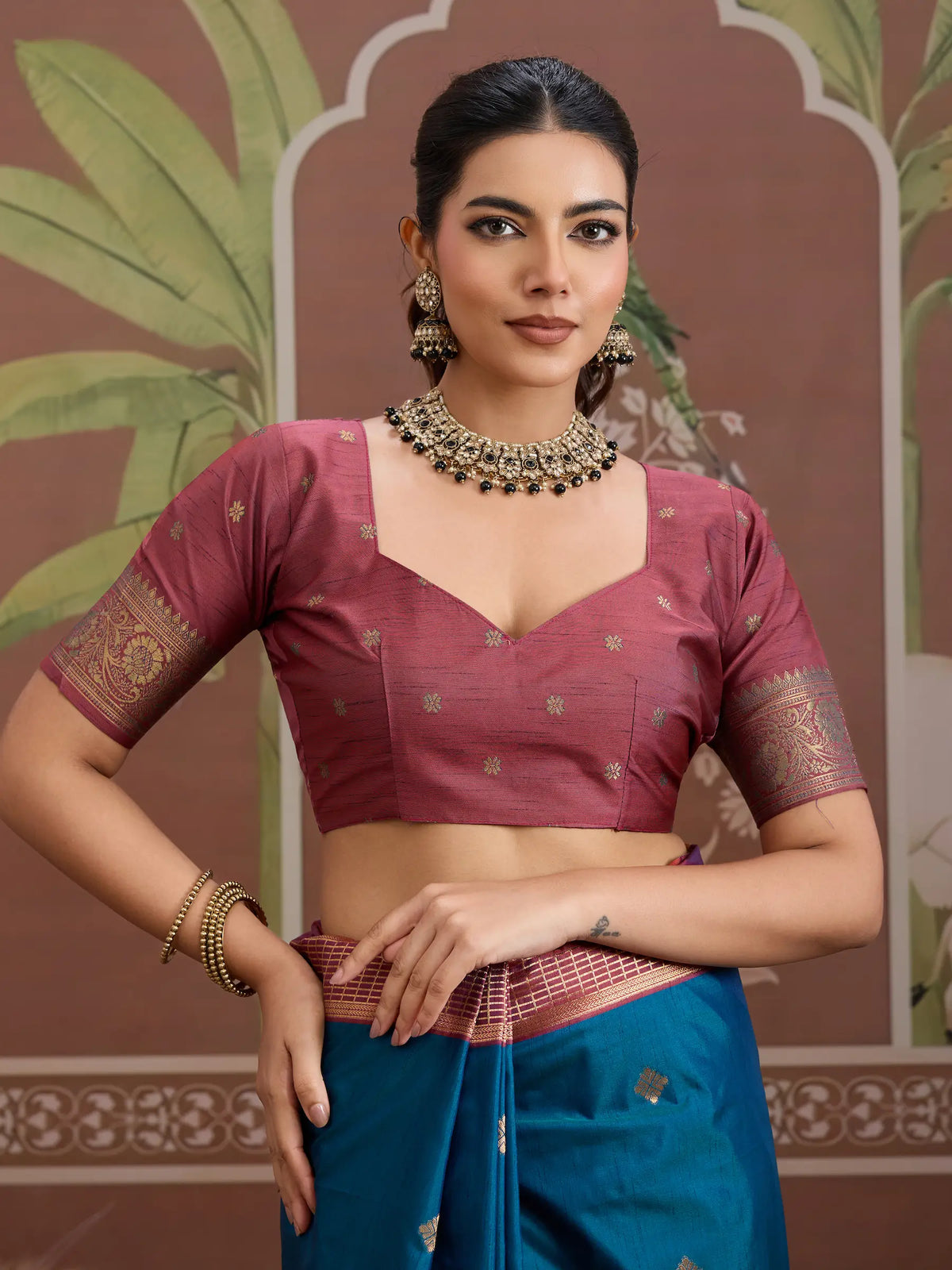 Regal Blue Tussar Silk Handloom Weaving Saree