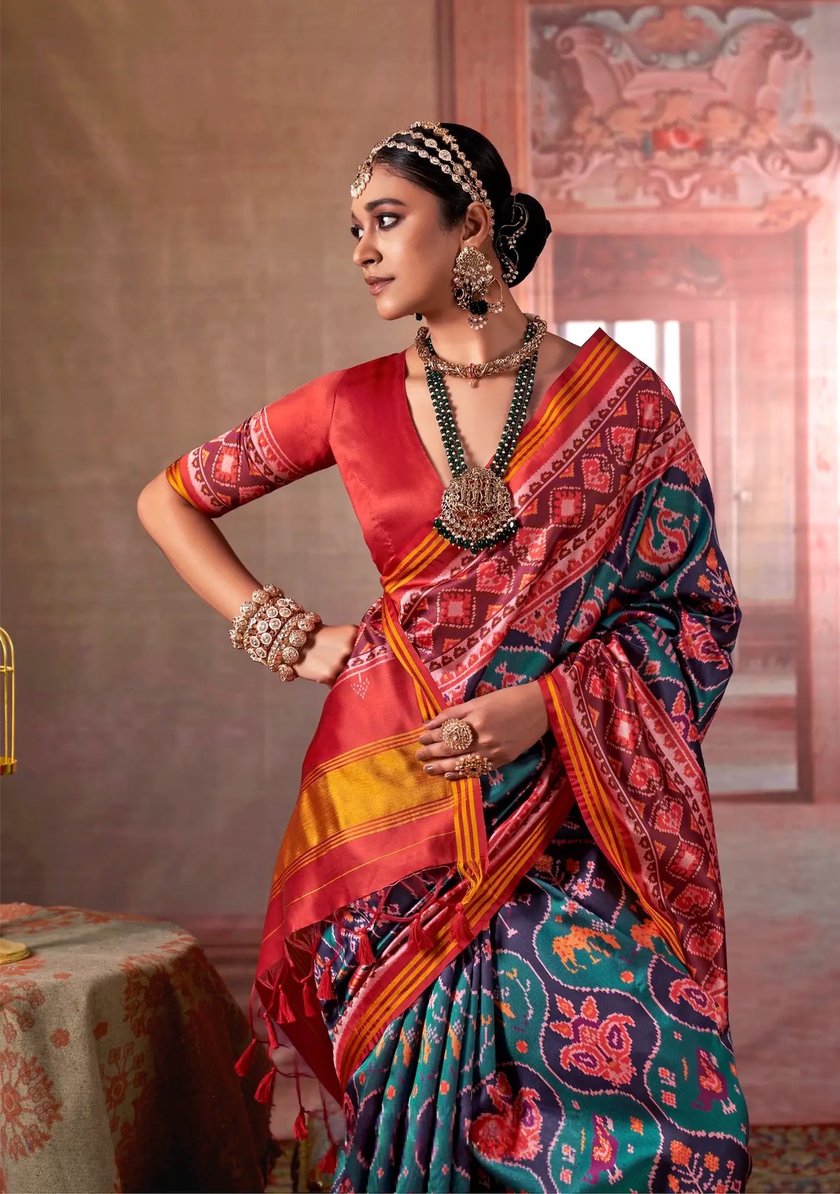 Teal-Navy Blue Patan Patola Saree