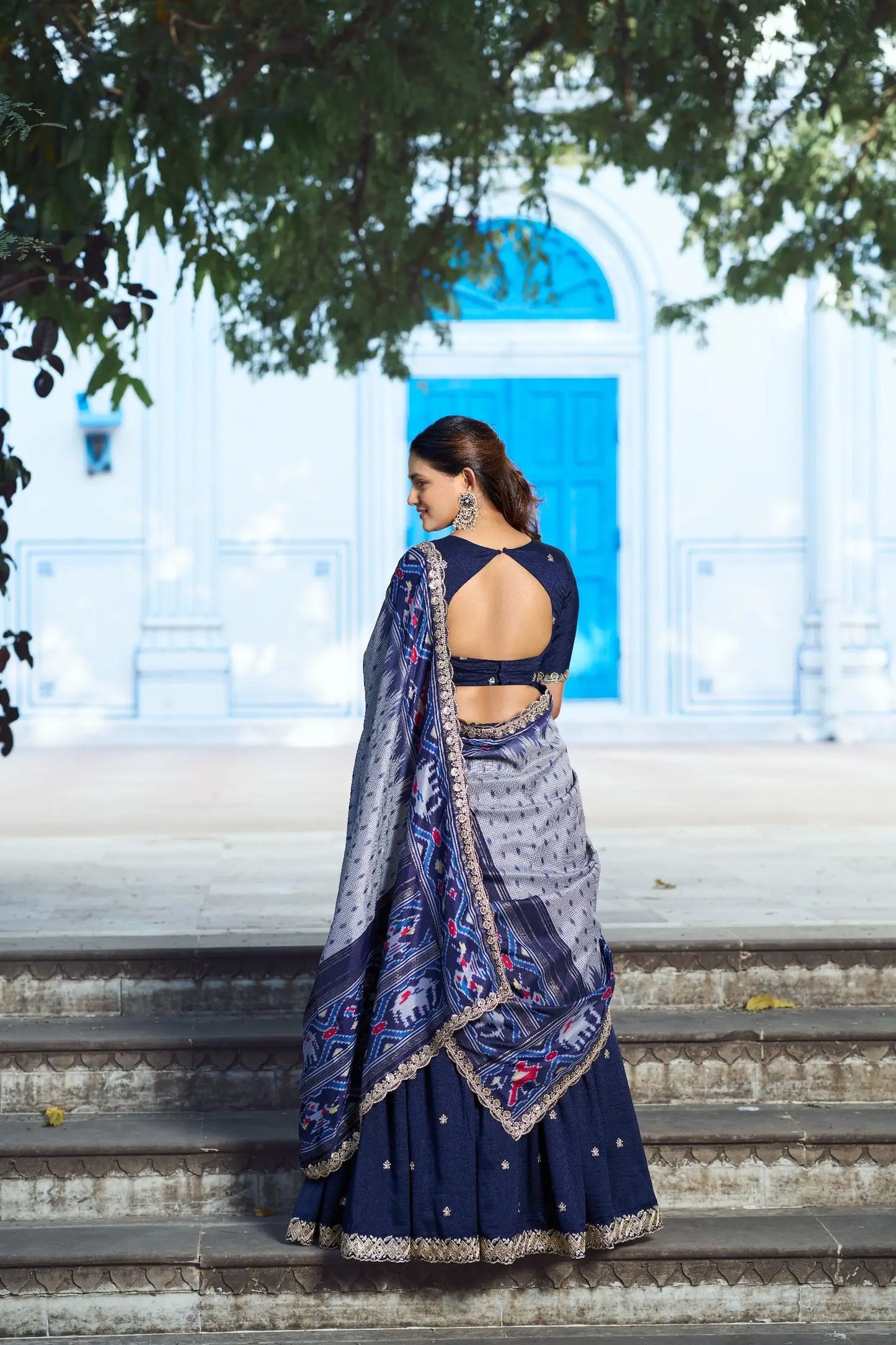 Navy Blue Embroidery Lehenga Choli