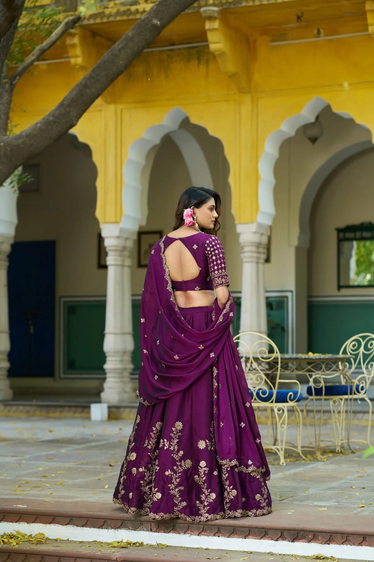Mulberry Purple Embroidered Lehenga Choli