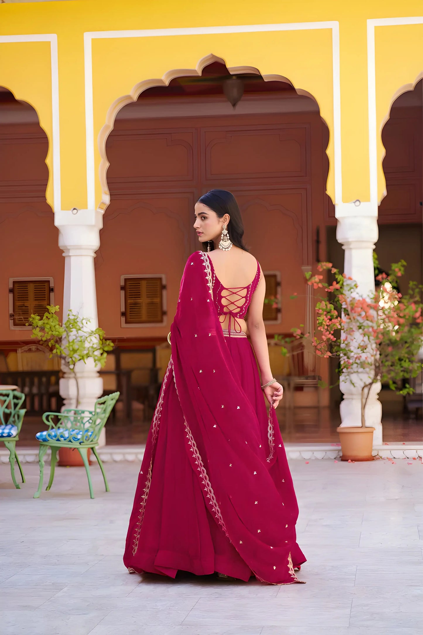 Hot Pink Embroidered Lehenga Choli