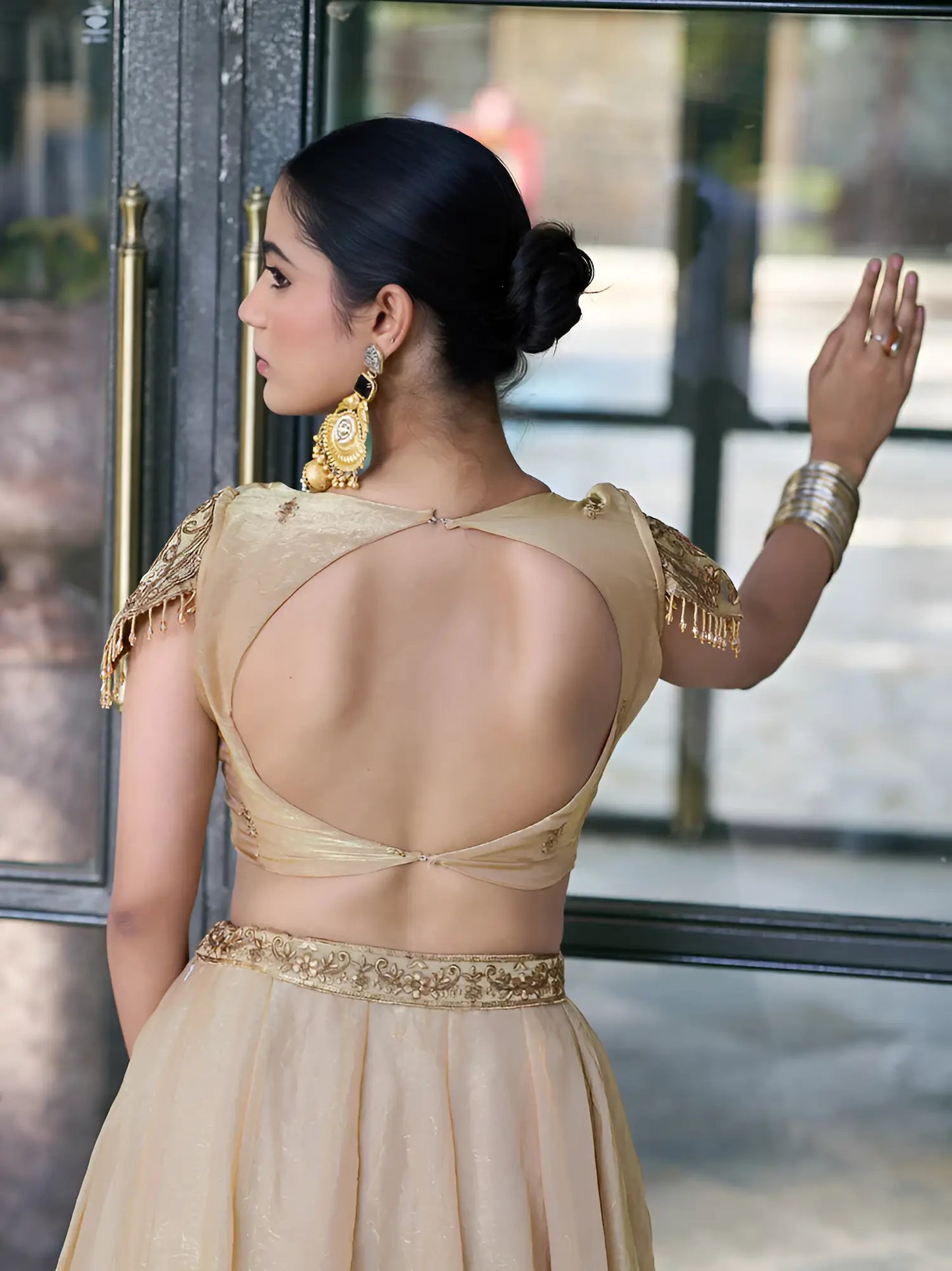 Cream Beige Fendi Embroidery Lehenga Choli
