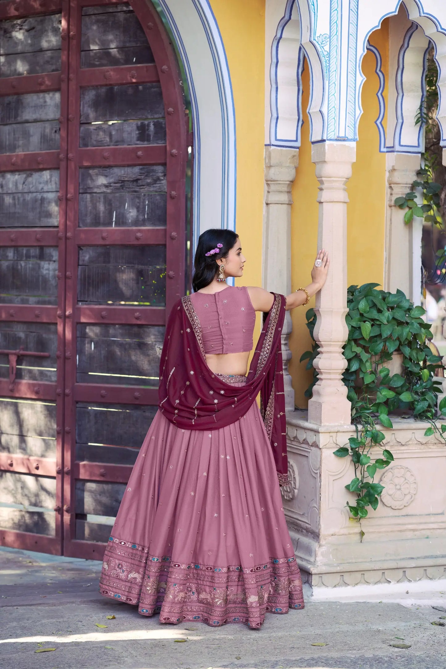 Blush Pink Georgette Embroidery Lehenga Choli