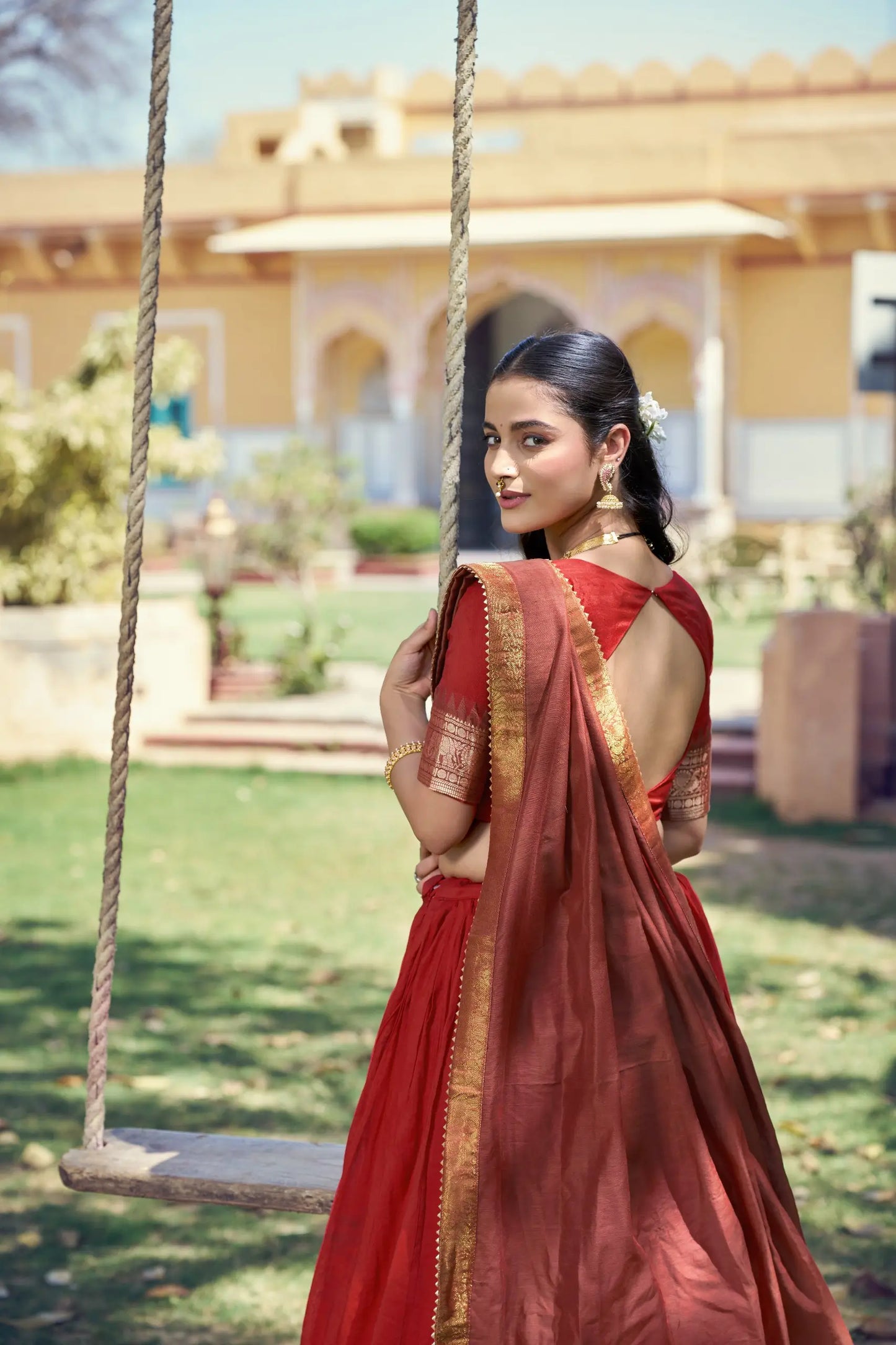 Rust Red South Indian Lehenga Choli