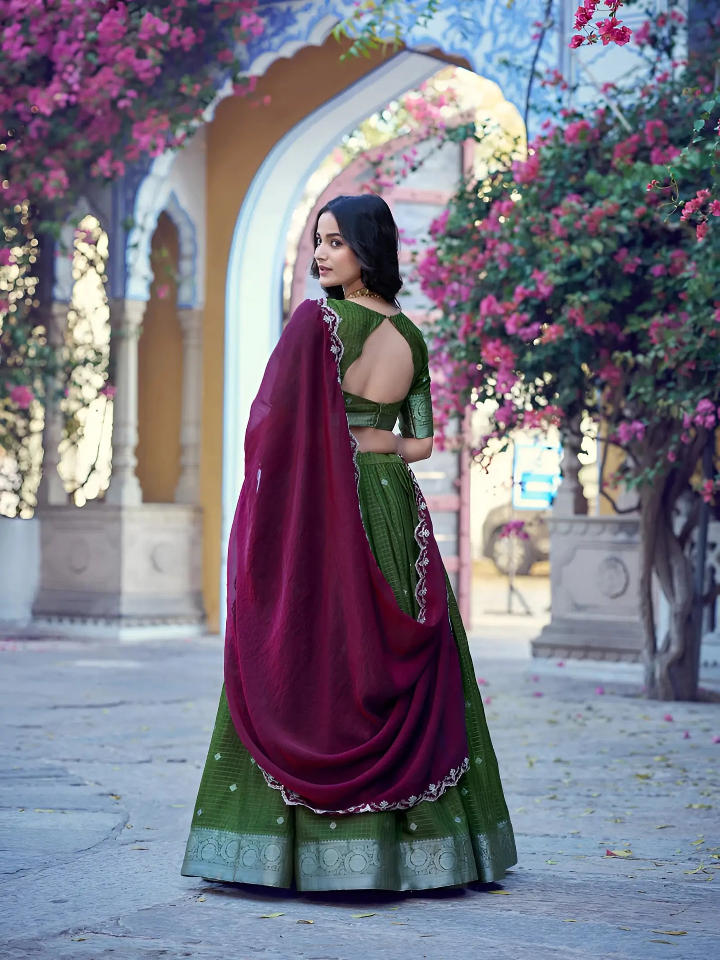 Hazel Green South indian Lehenga Choli