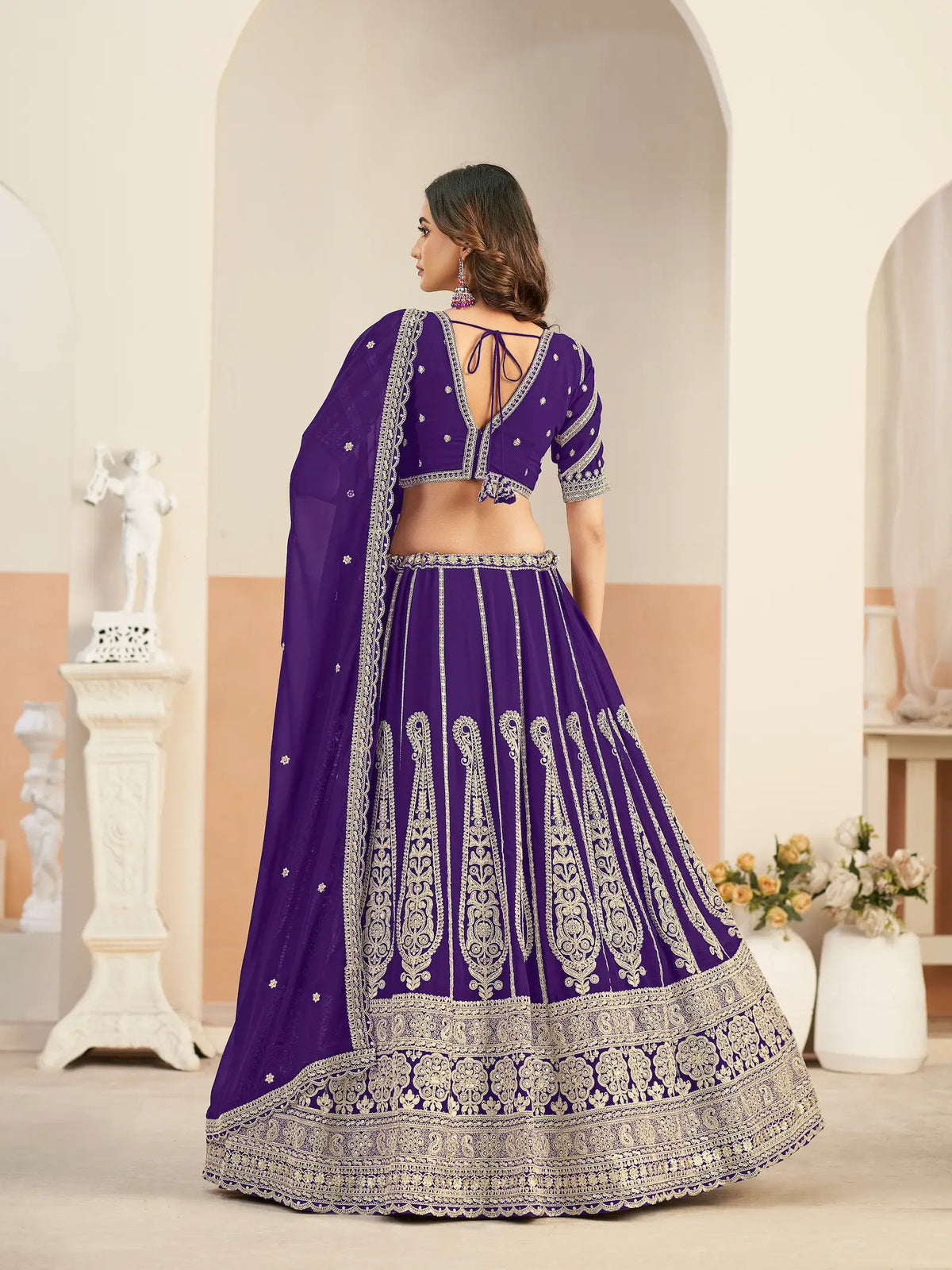 Royal Purple Georgette Embroidery Lehenga Choli