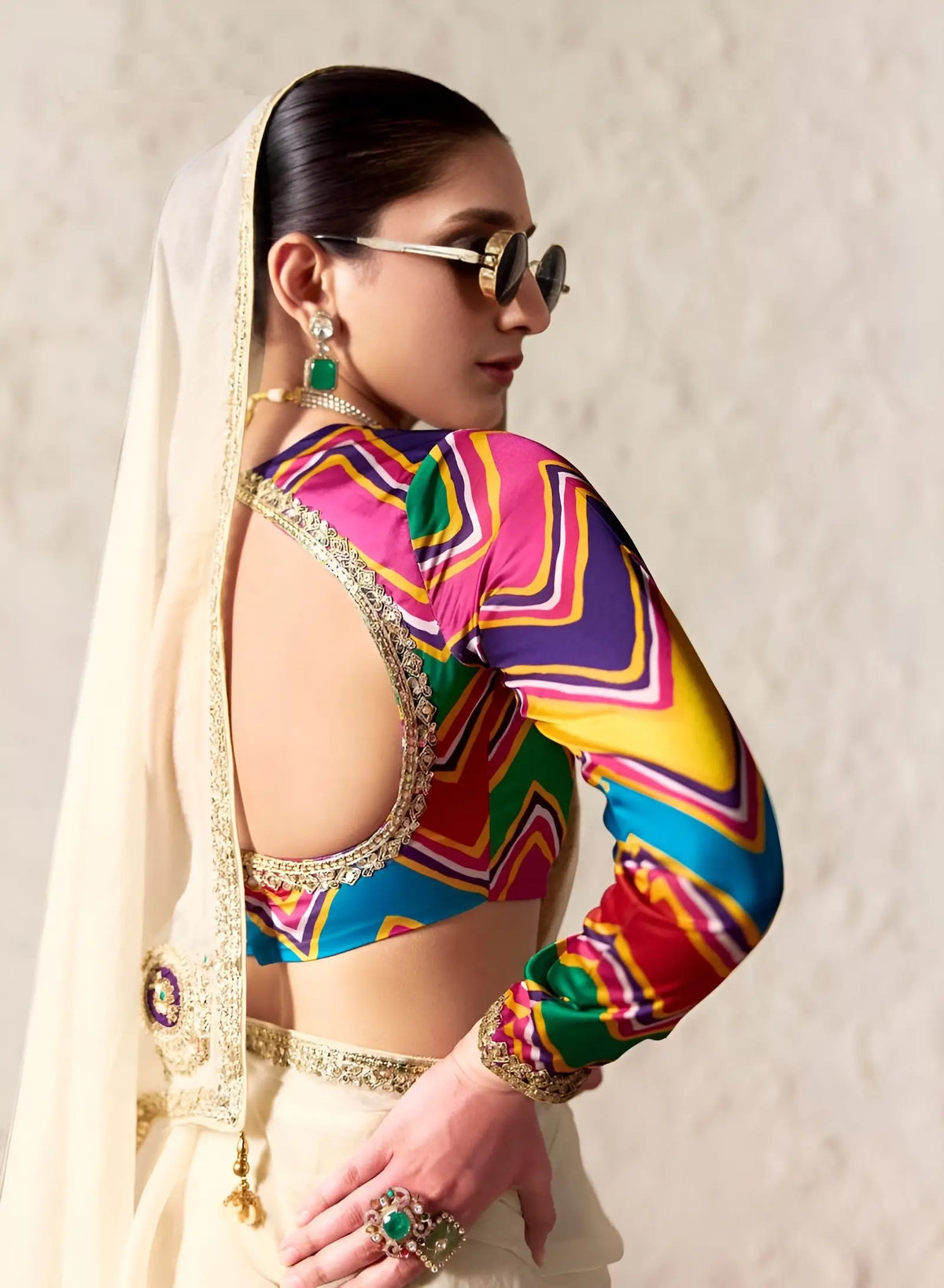 Off White Embroidered Party Wear Saree