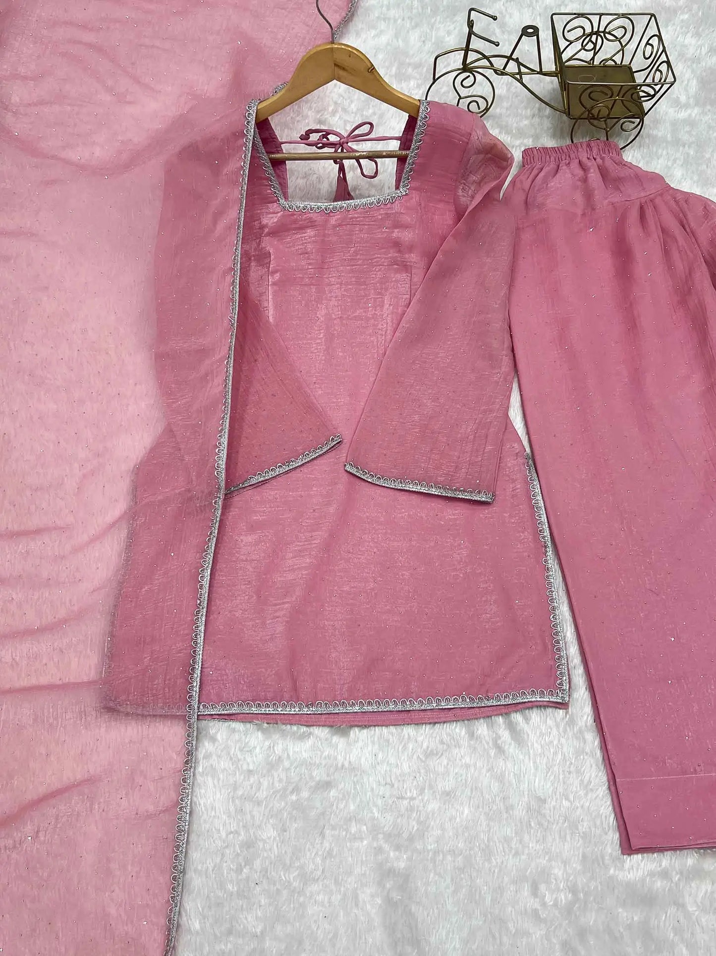 Muted Pink Designer Silk Salwar Suit