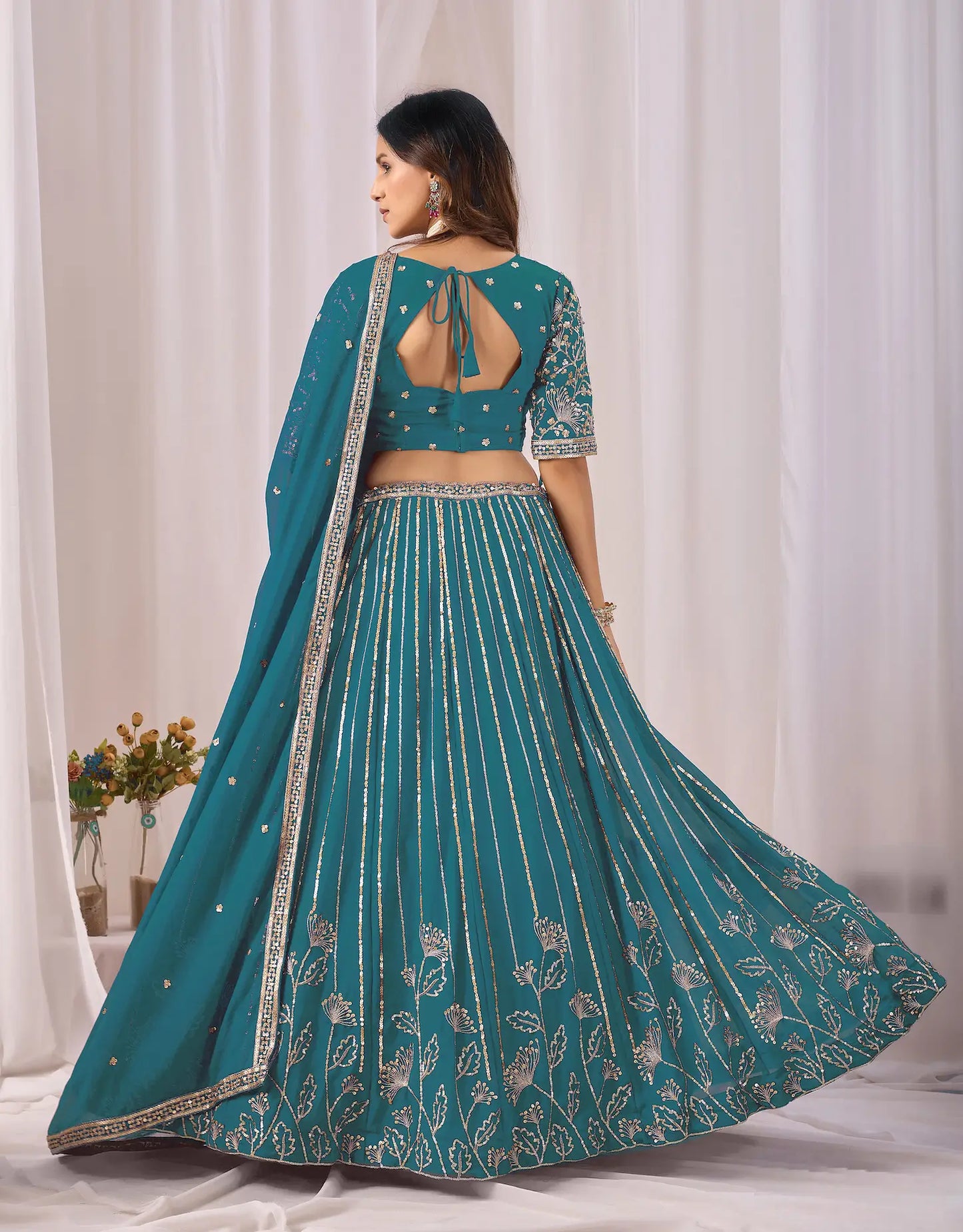 Bondi Blue Embroidery Lehenga Choli