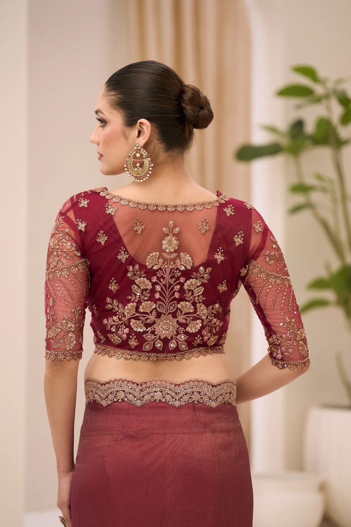 Copper Rust Georgette Party wear Saree