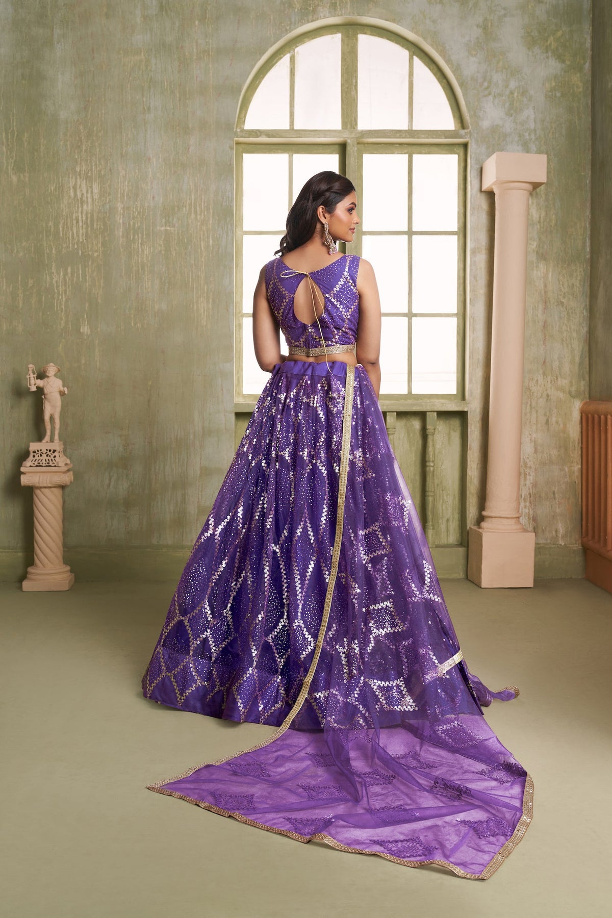 Iris Purple Net Sequins Lehenga choli