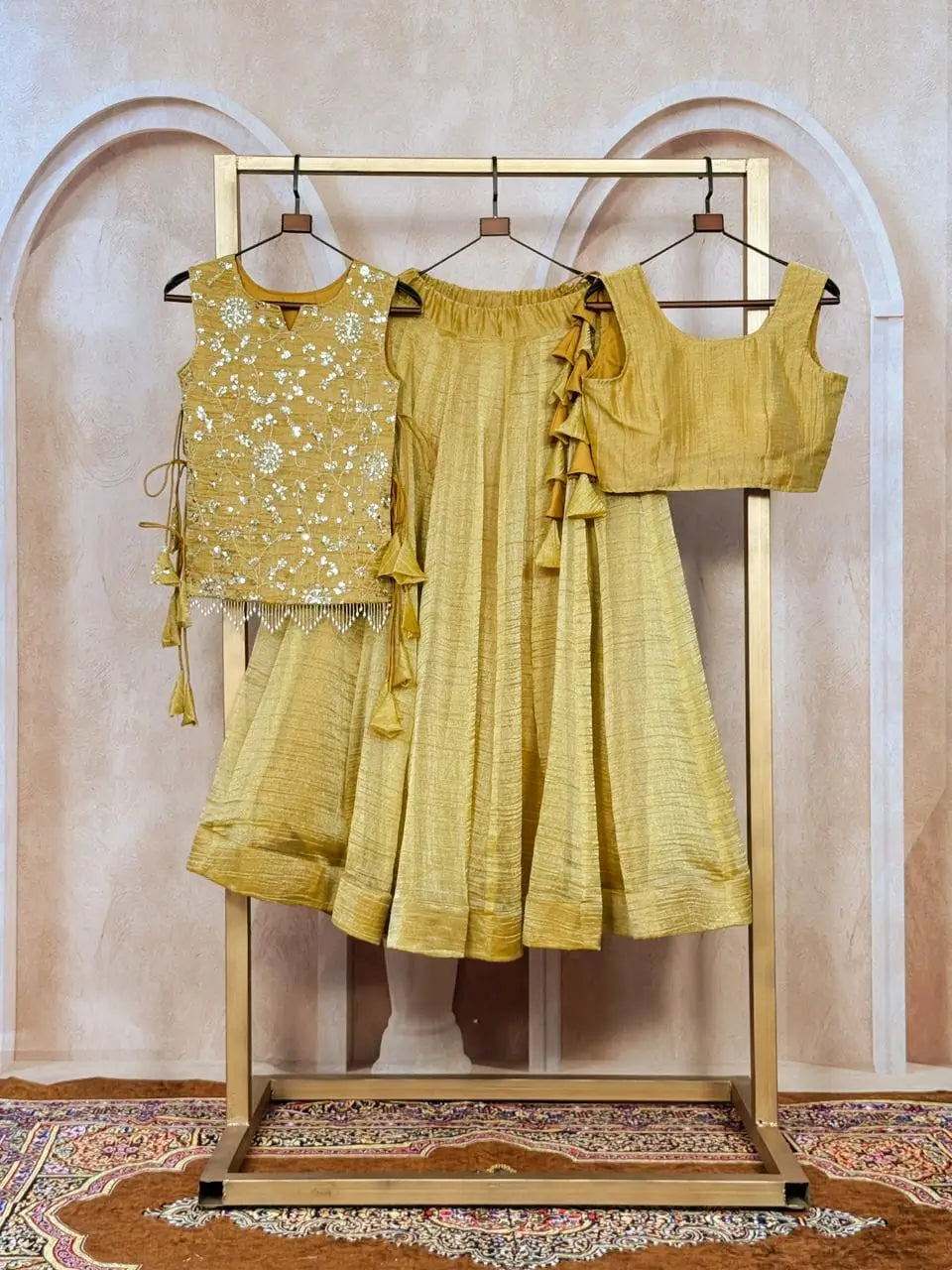 Designer Golden Yellow Crush Lehenga Choli
