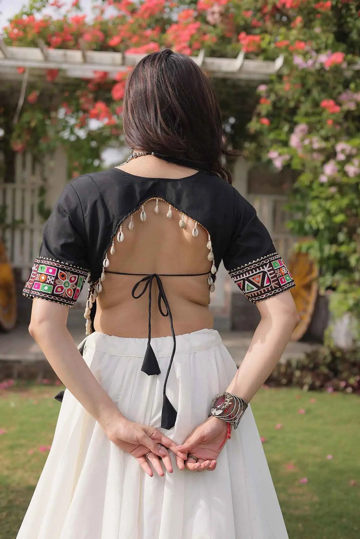 Black And White Navaratri Lehenga Choli