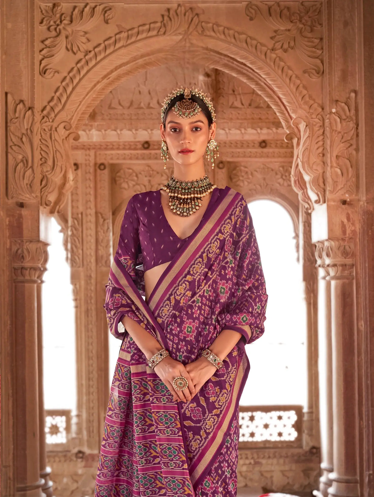 Royal Purple Georgette Patola Saree