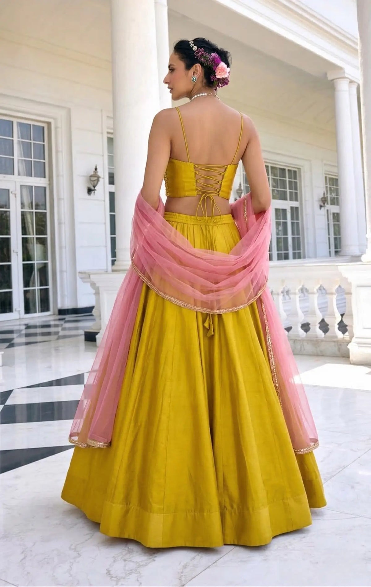 Sunlit Yellow Embroidered Silk Lehenga