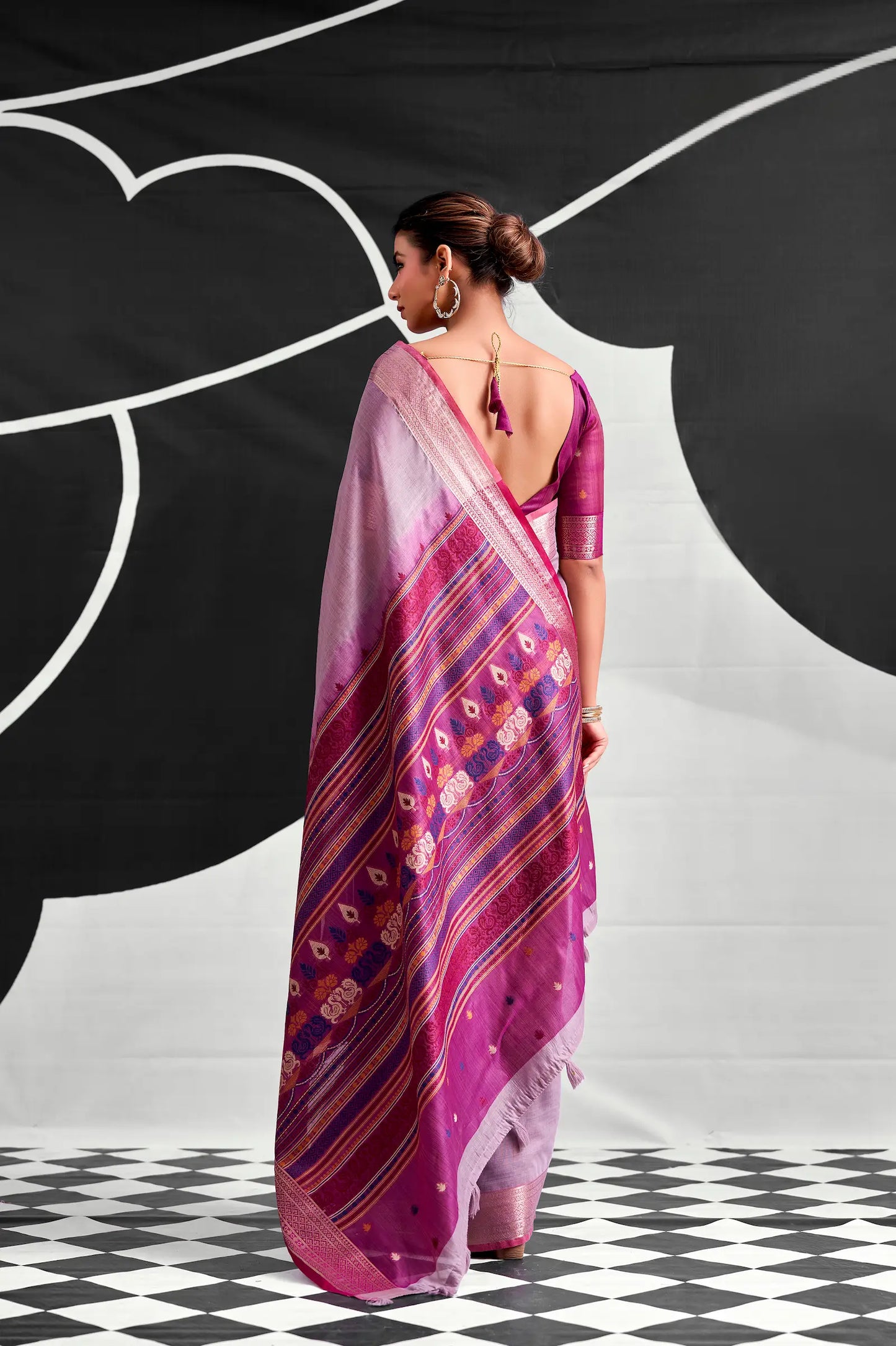 Lavender Modal Cotton Weaving Saree