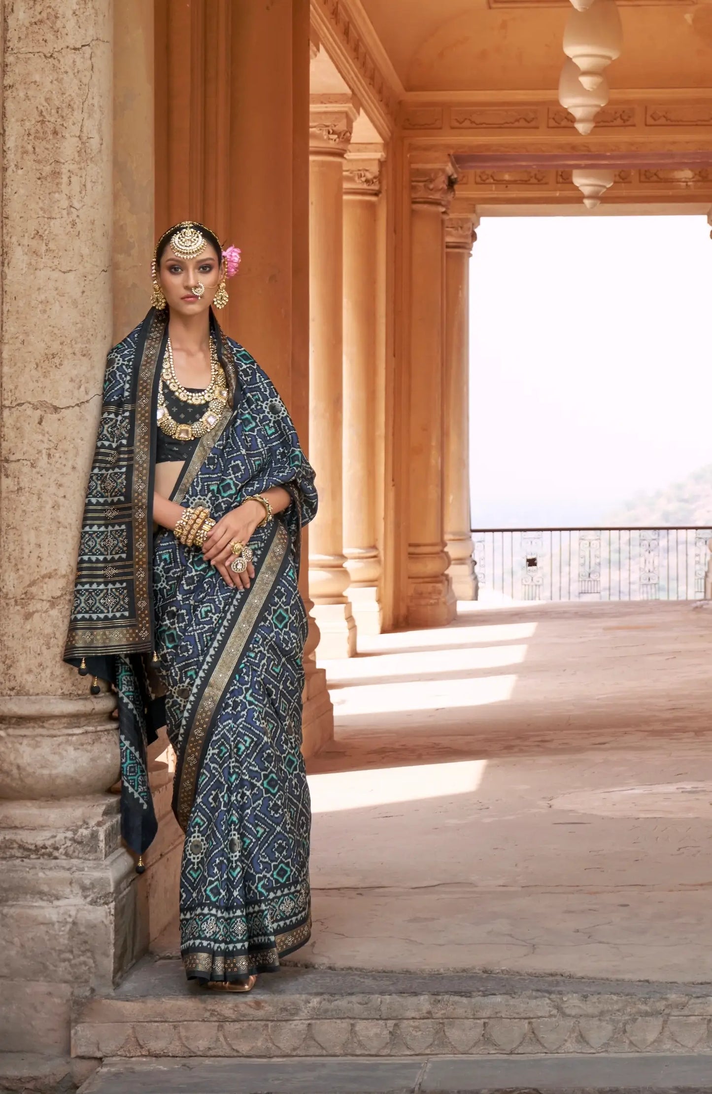 Dark Blue-Black Silk Patola Saree
