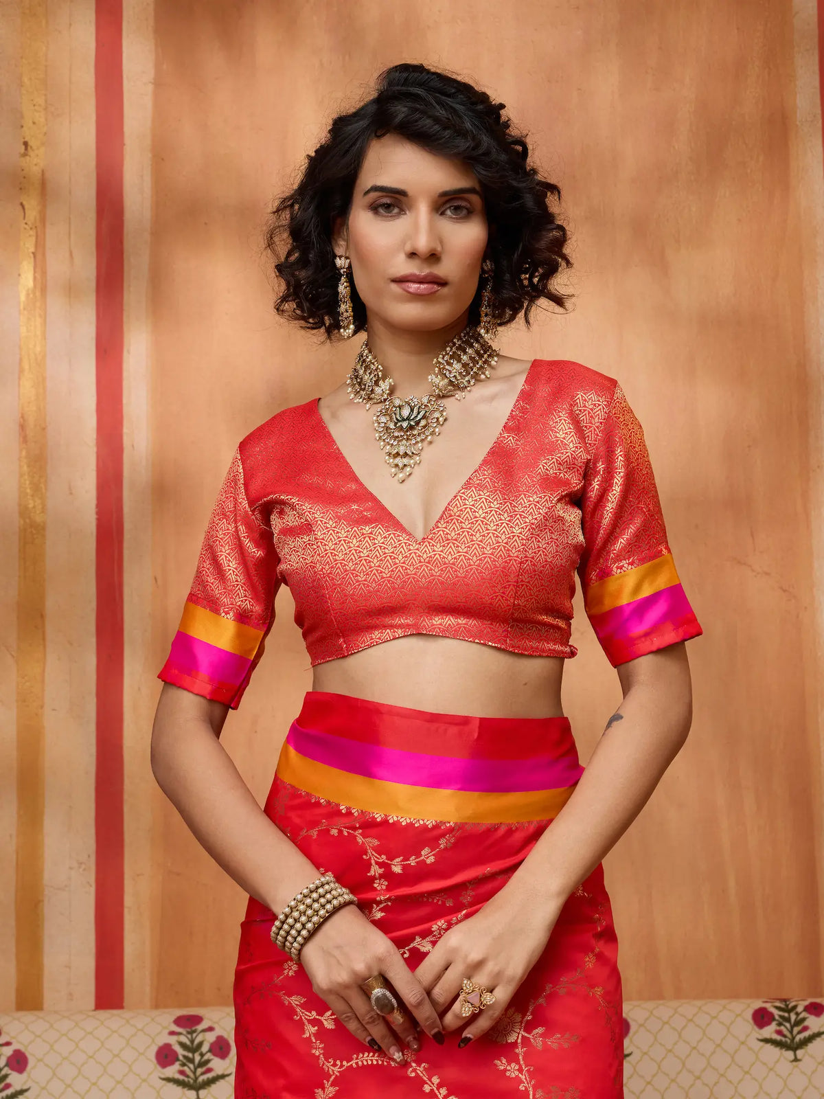 Bright Red Soft Silk Zari Weaving Saree