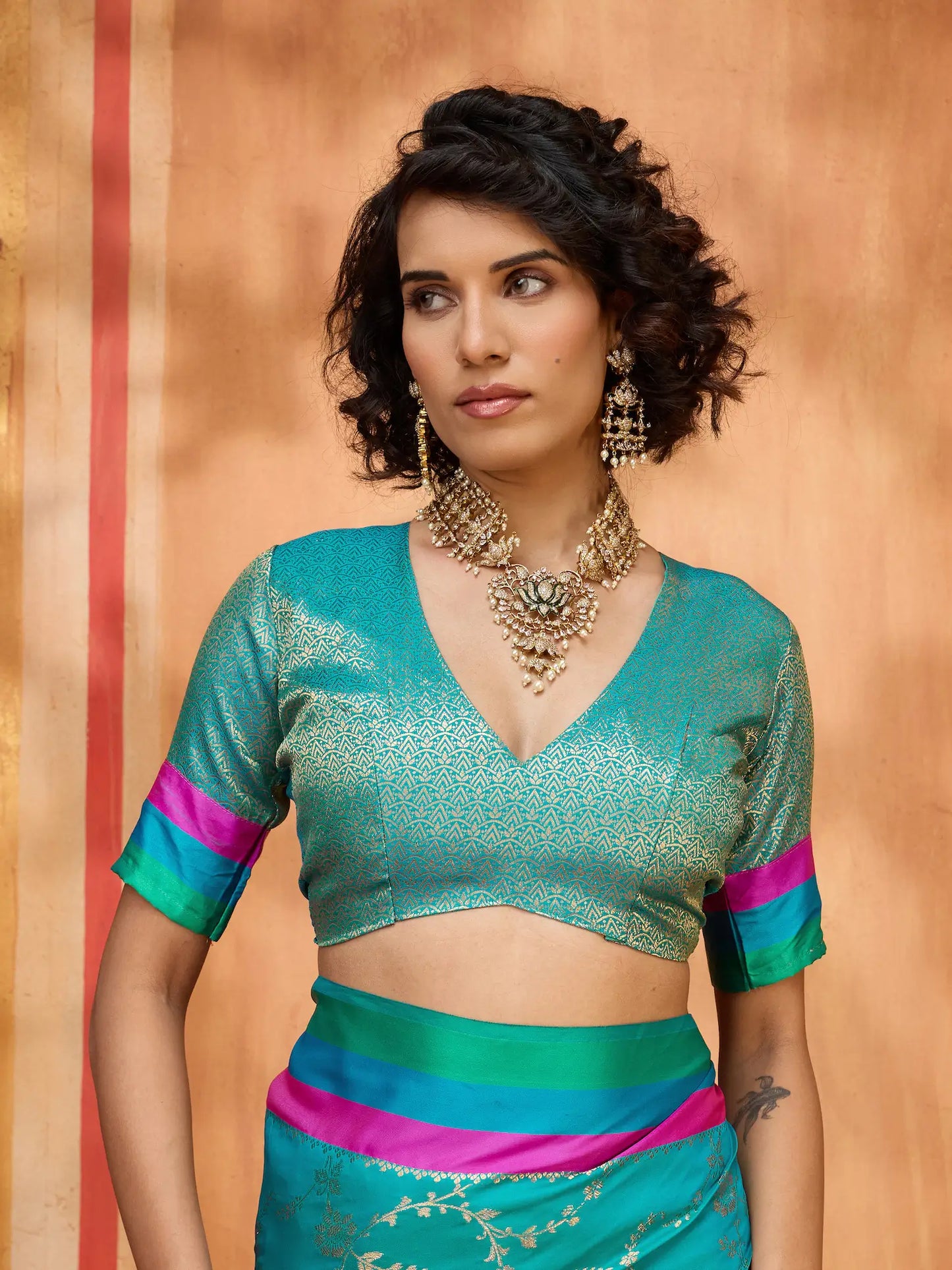 Teal Blue Soft Silk Zari Weaving Saree