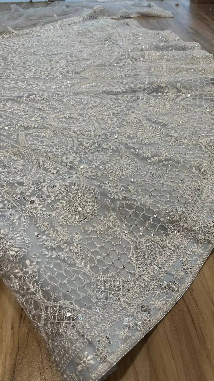 Sky Blue Net Sequence & Thread Work Lehenga Choli