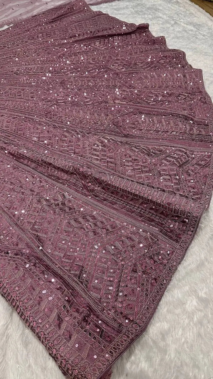 Mauve Pink Embroidery Work Lehenga Choli