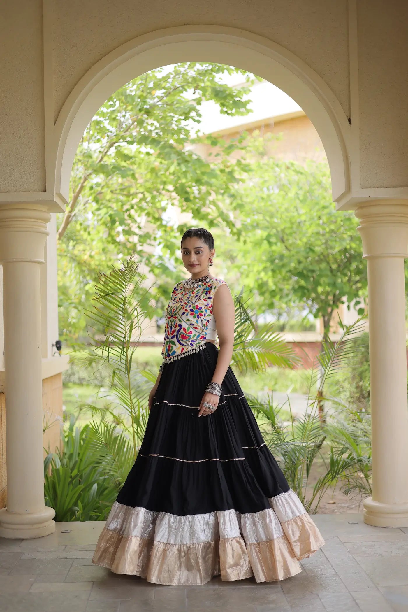 Black Garba Chaniya Choli With Kutchi Work Blouse