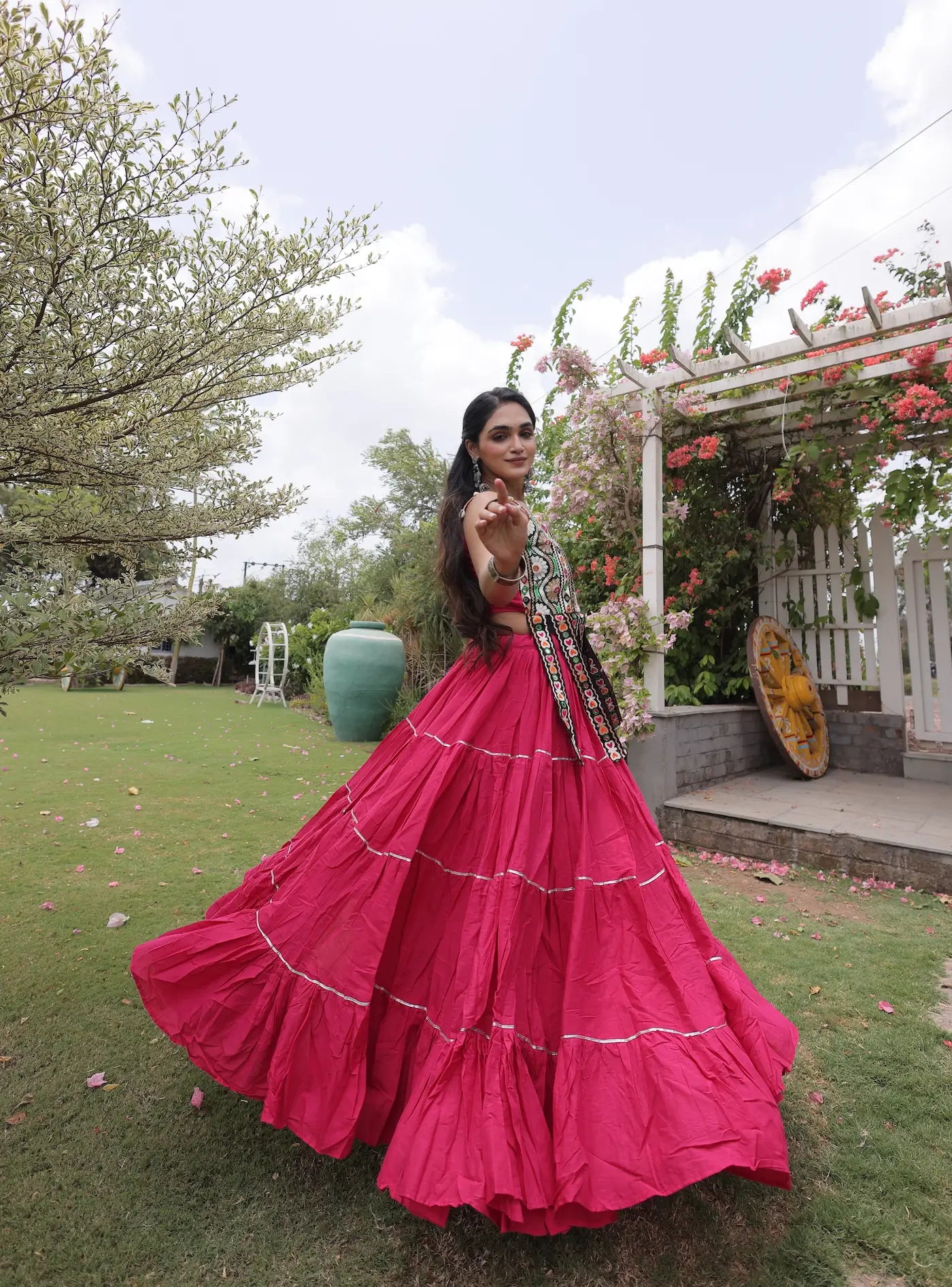 Pink Kutchi Patch Work Garba Chaniya Choli