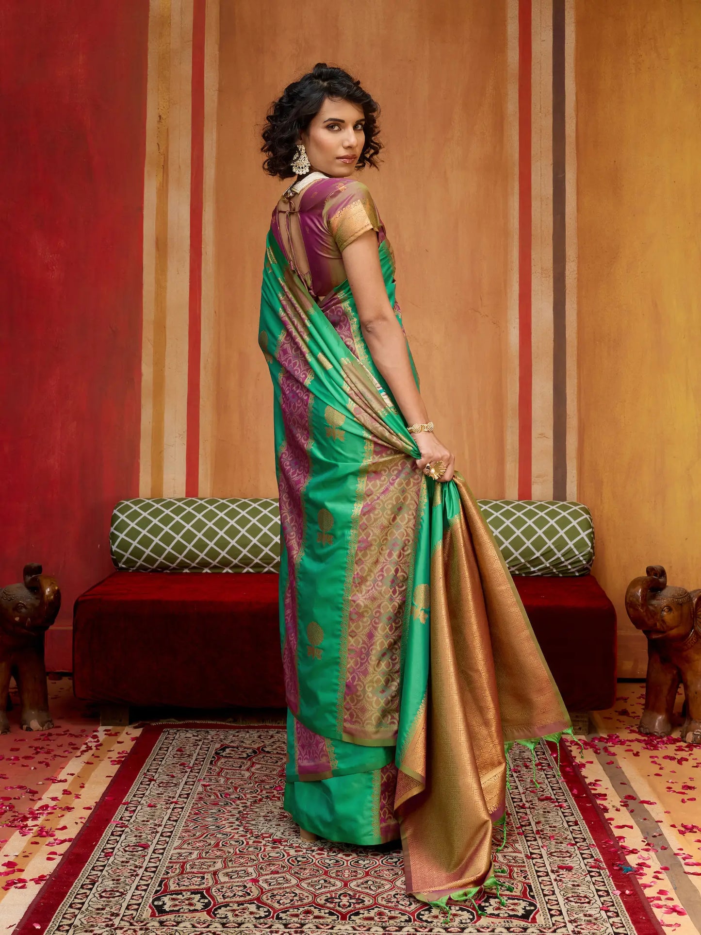 Haze Green Handloom Silk Saree