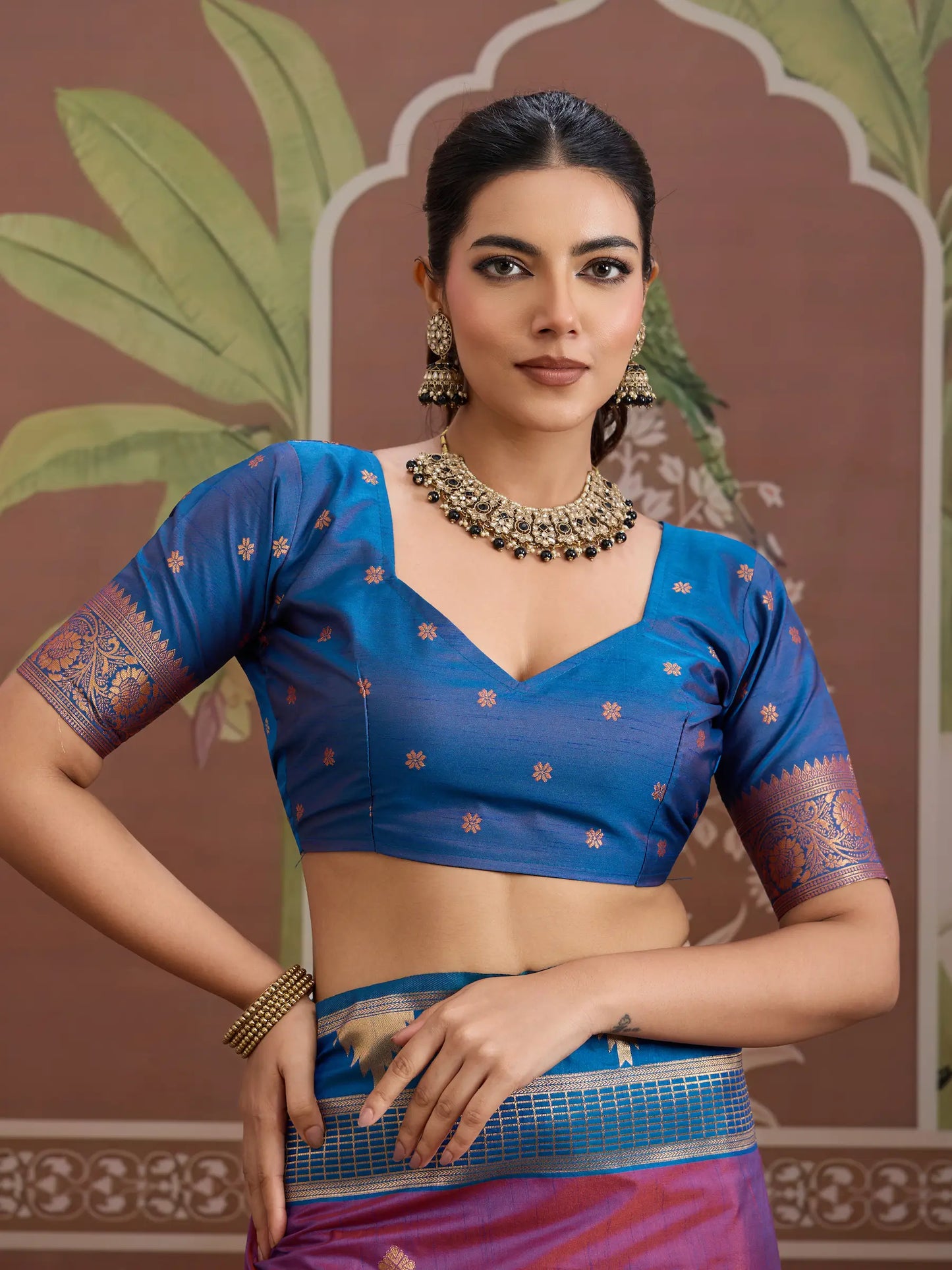 Warm Purple Tussar Silk Handloom Weaving Saree
