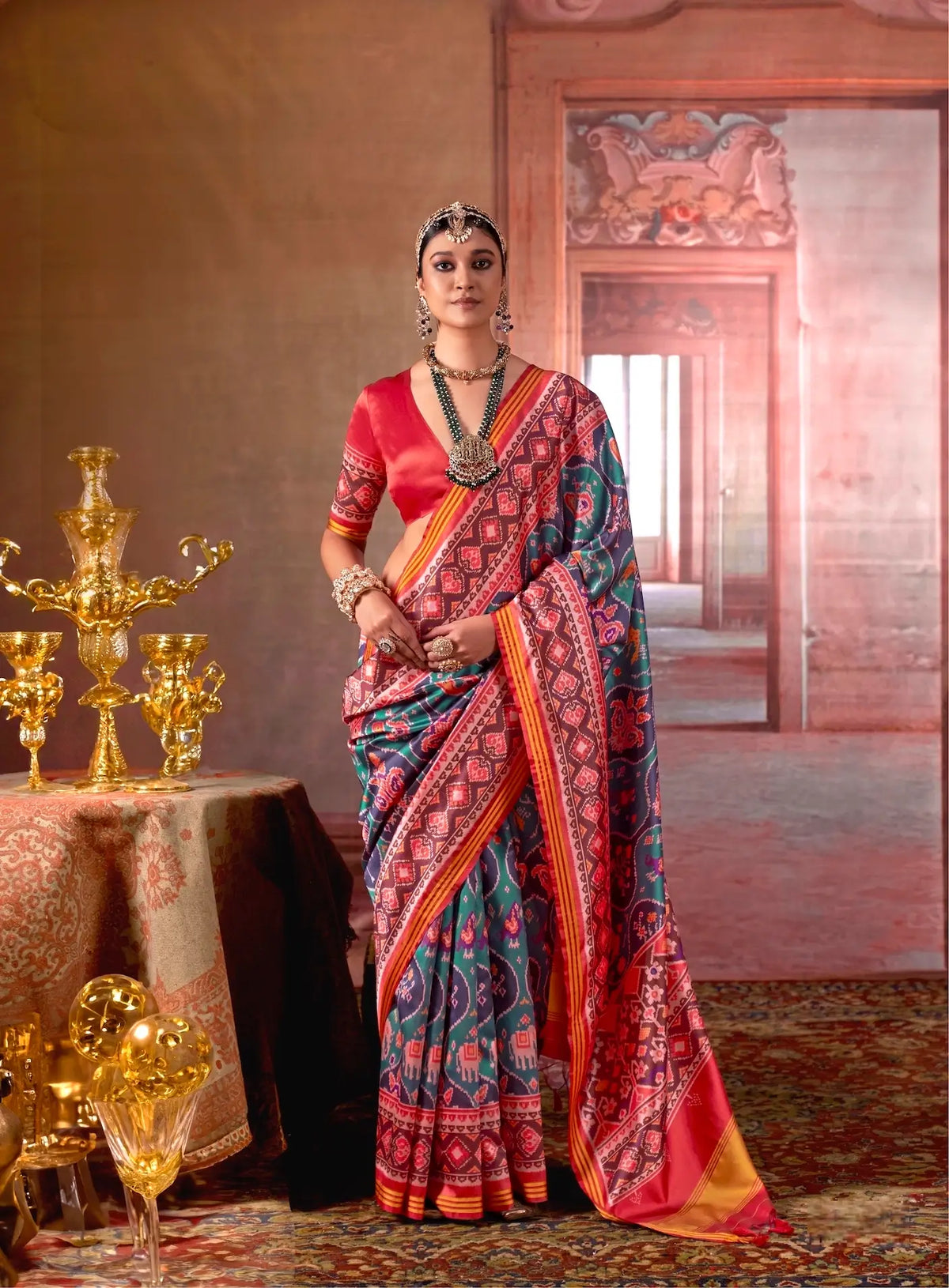Teal-Navy Blue Patan Patola Saree