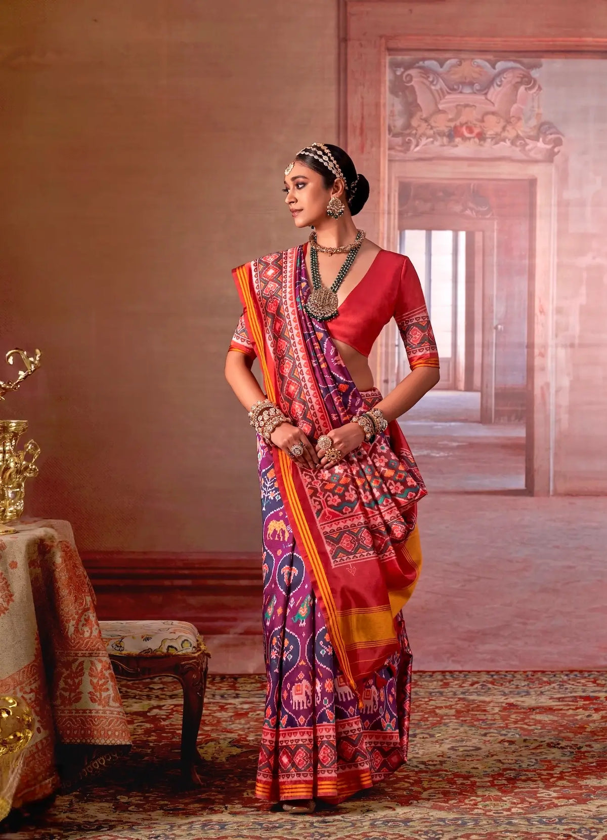 Purple-Navy Blue Patan Patola Saree