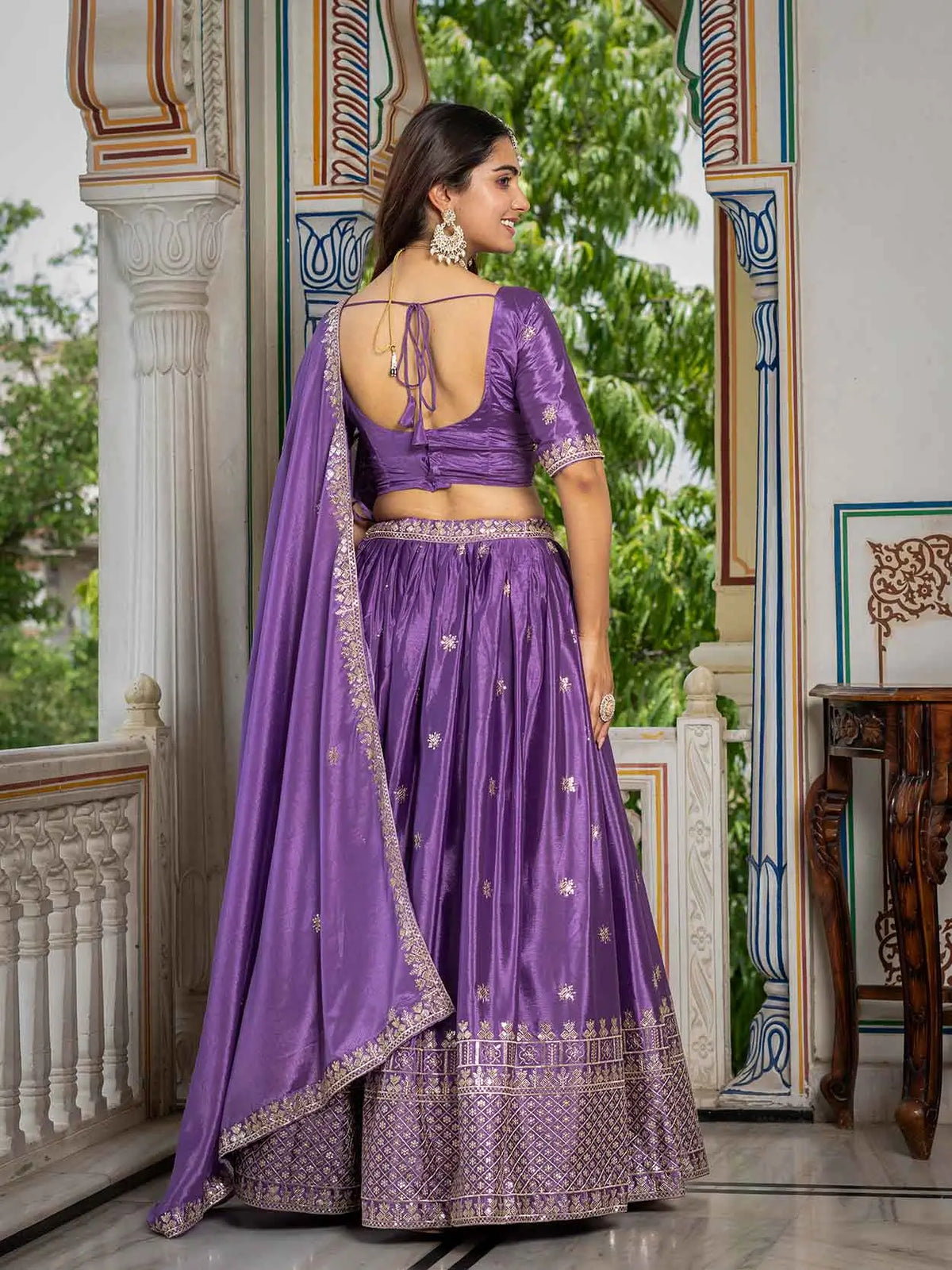 Lavender Sequins Embroidery Lehenga Choli