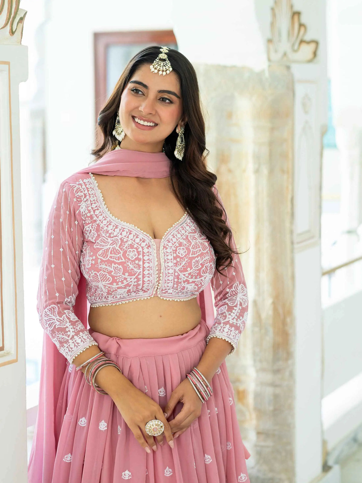 Light Pink Embroidered Lehenga Choli