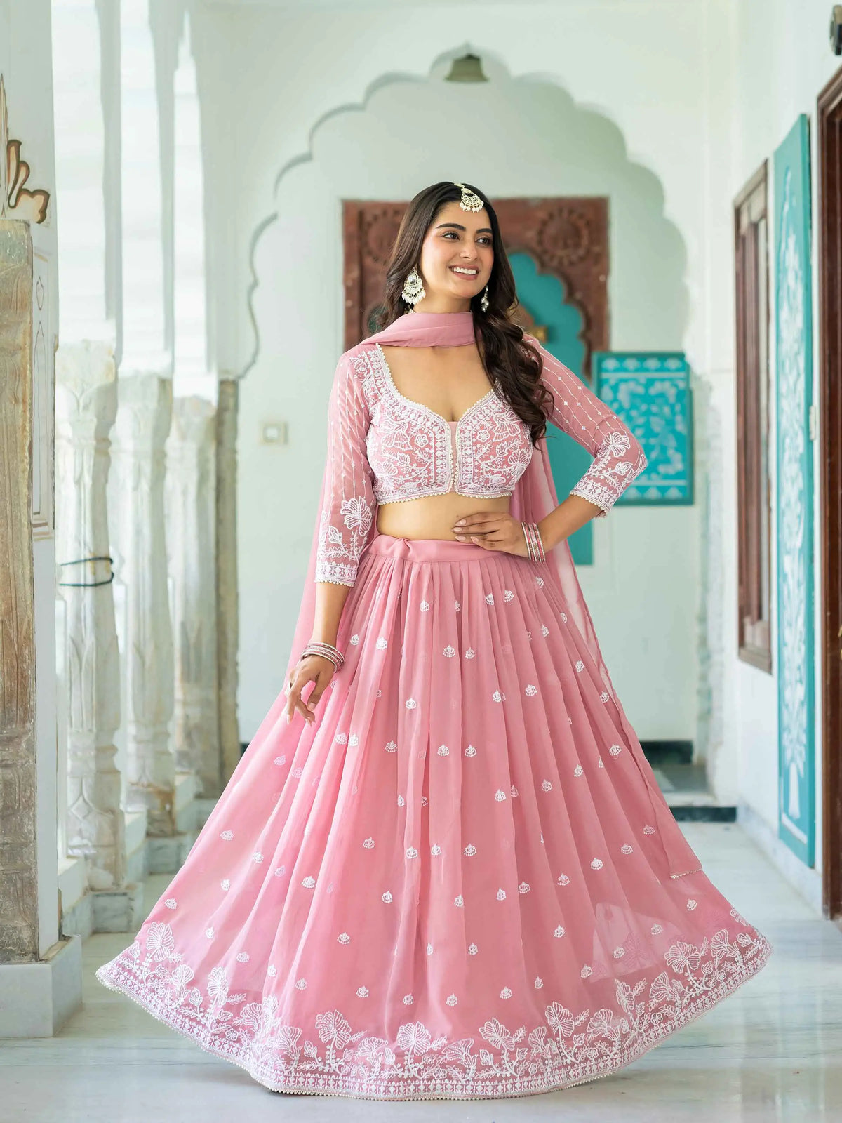 Light Pink Embroidered Lehenga Choli