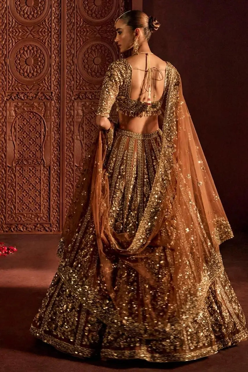 Brownish Designer Embroidered Lehenga