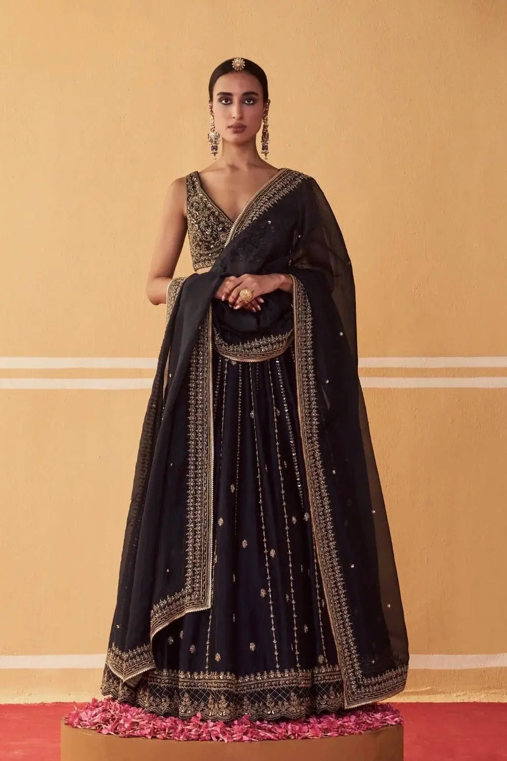 Black Designer Embroidered Lehenga Choli