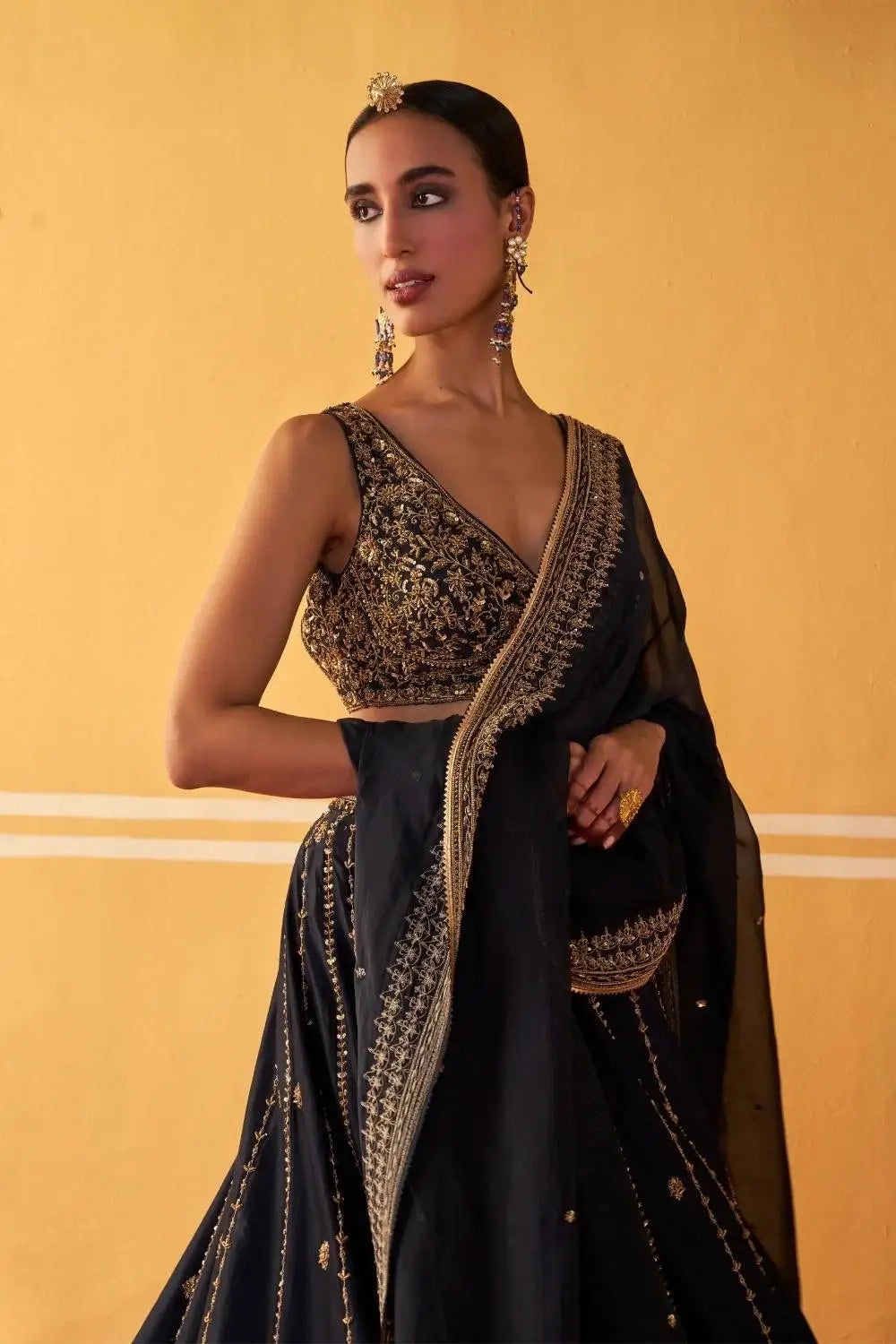 Black Designer Embroidered Lehenga Choli