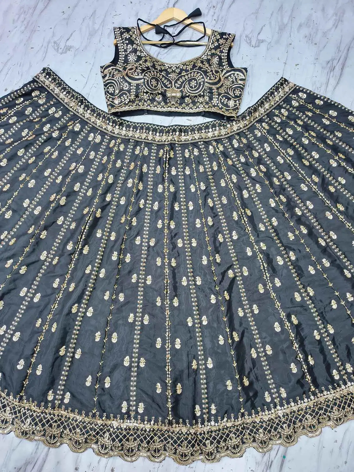 Black Designer Embroidered Lehenga Choli