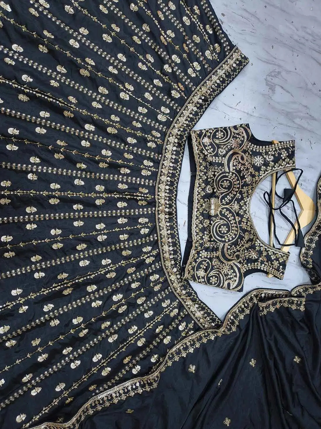 Black Designer Embroidered Lehenga Choli