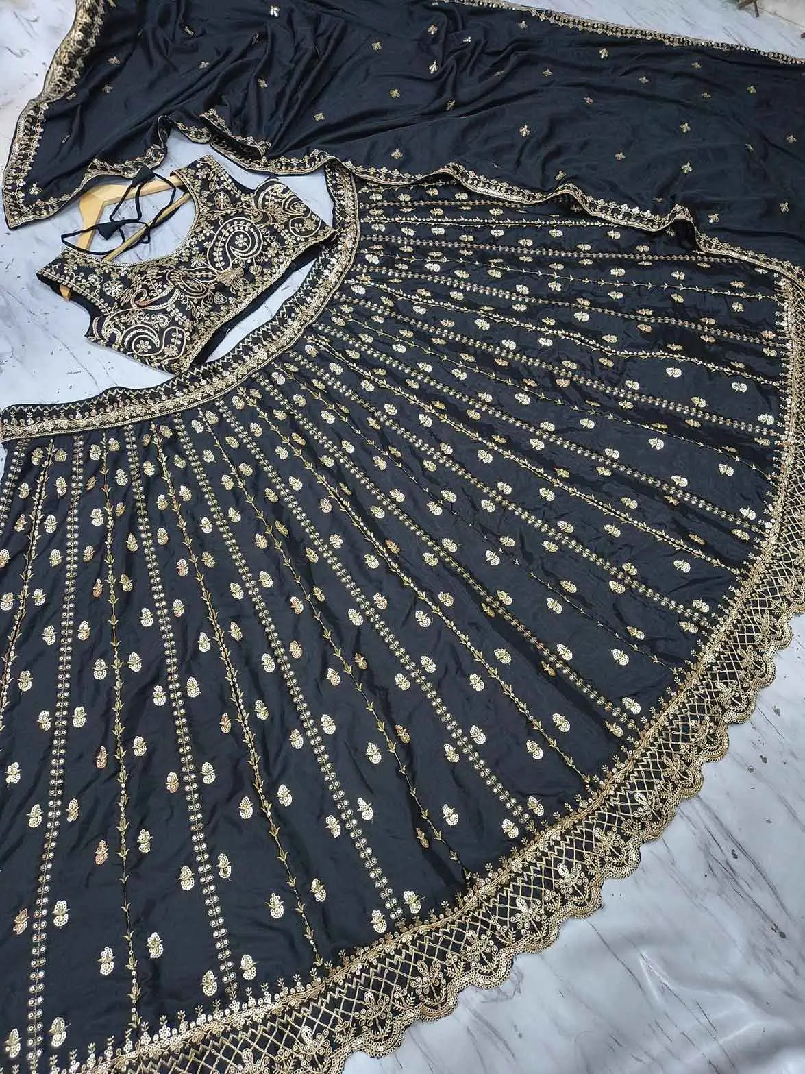 Black Designer Embroidered Lehenga Choli