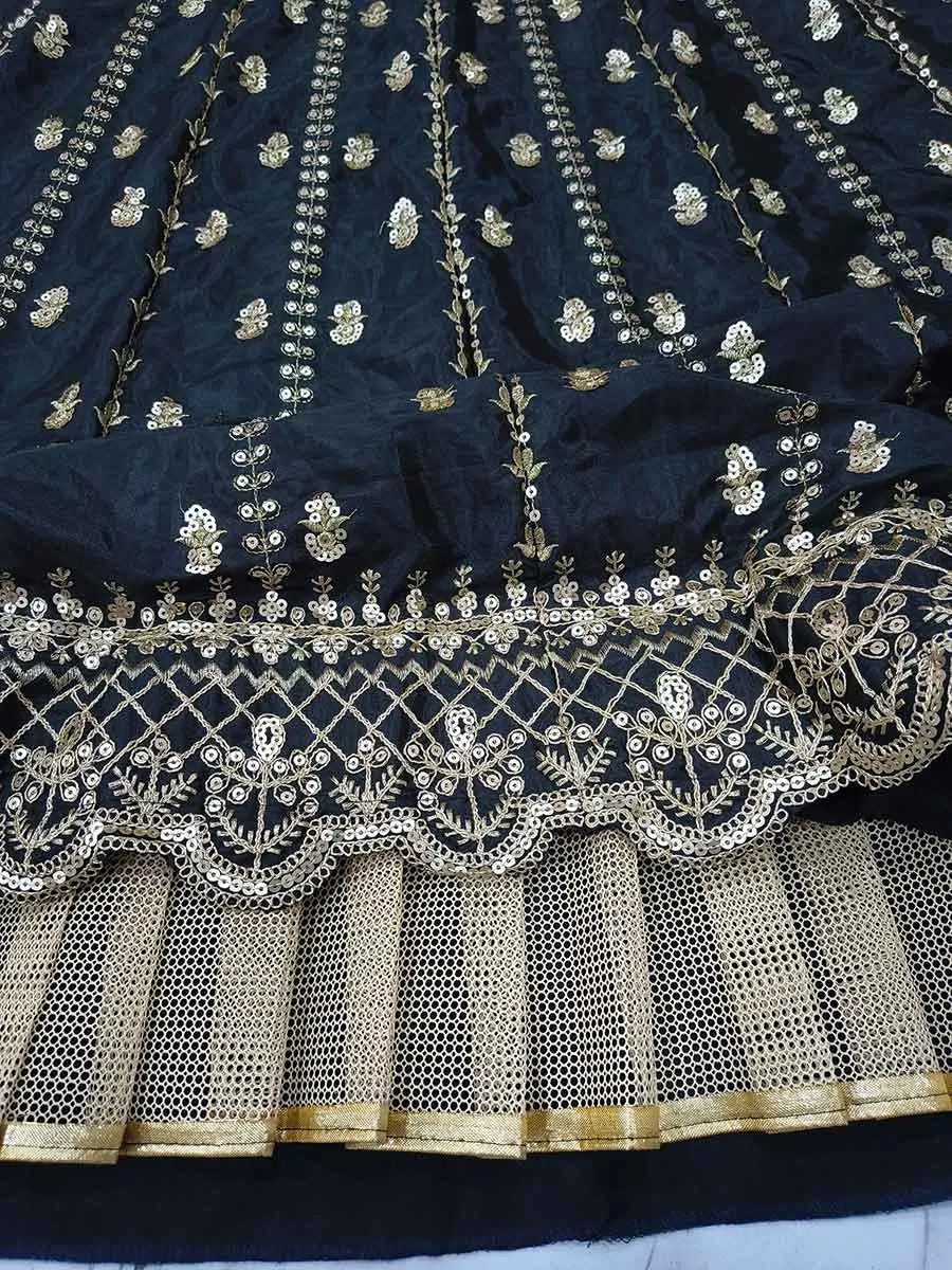 Black Designer Embroidered Lehenga Choli