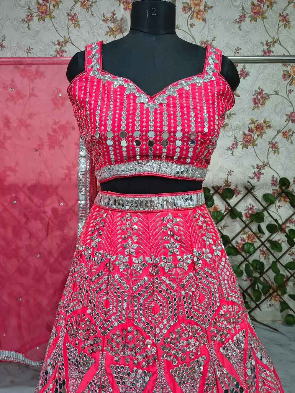 Red Pink Designer Embroidered Lehenga Choli