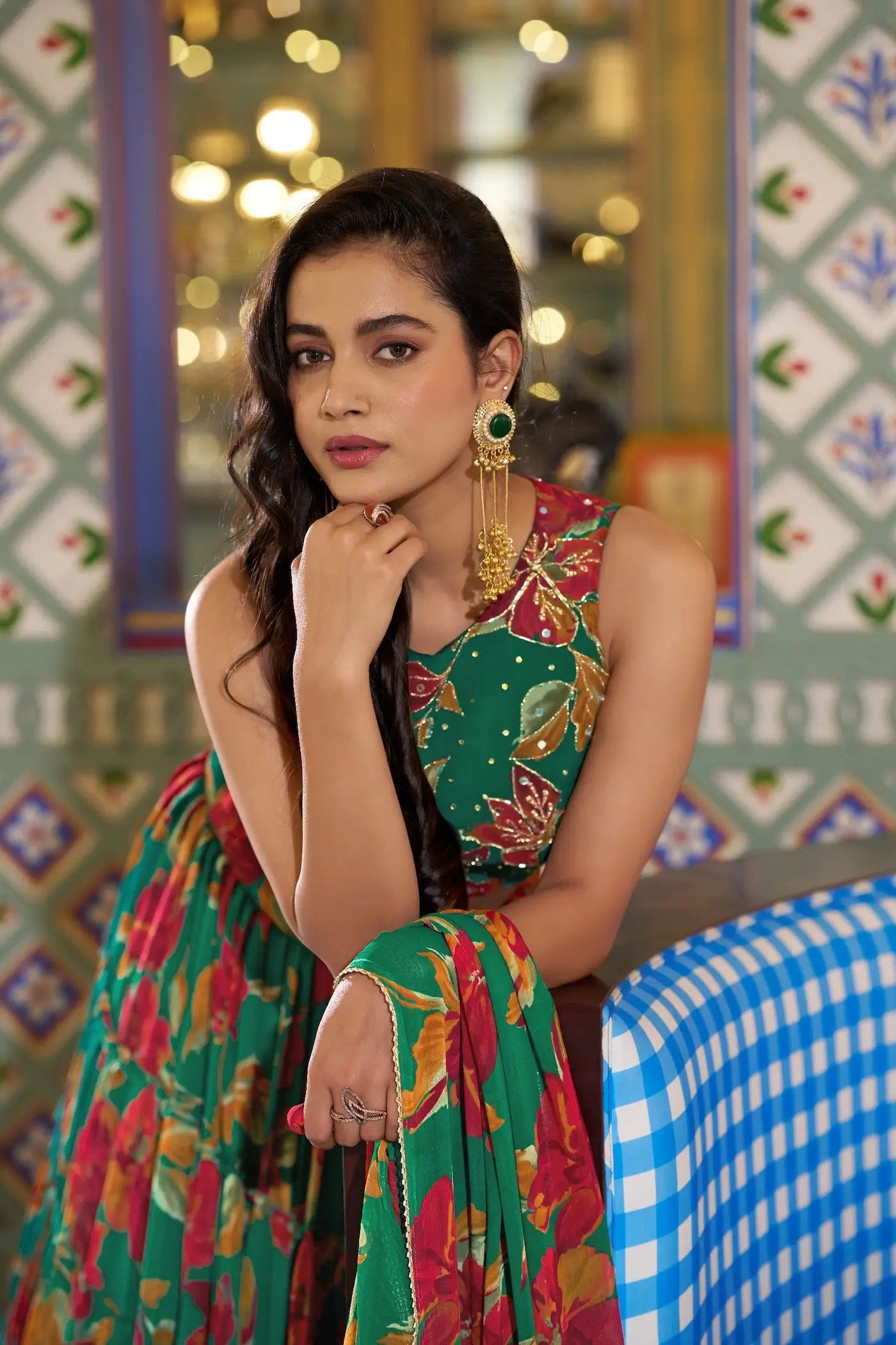 Spring Green Floral Printed Lehenga Choli