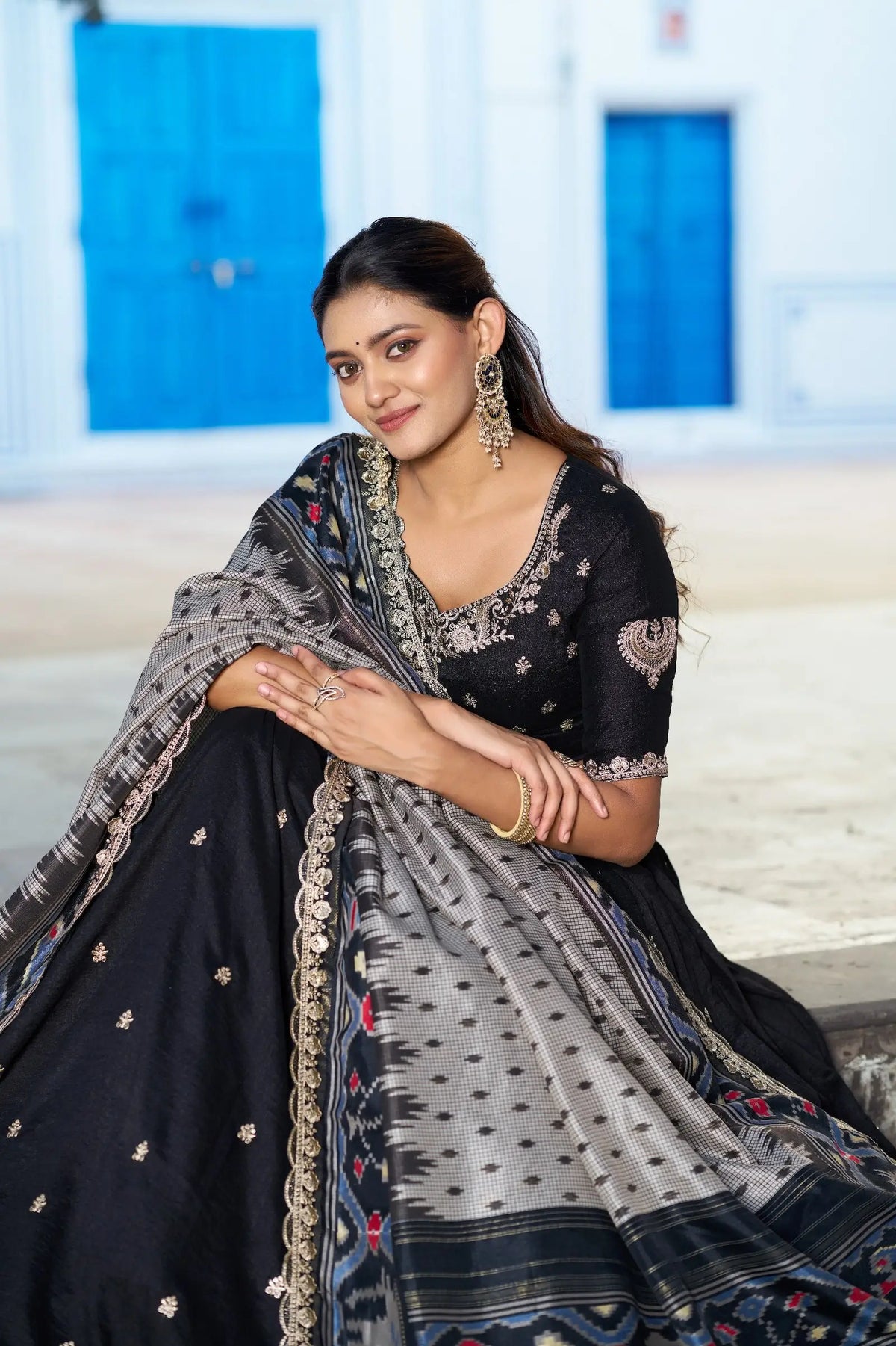 Ebony Black Embroidery Lehenga Choli
