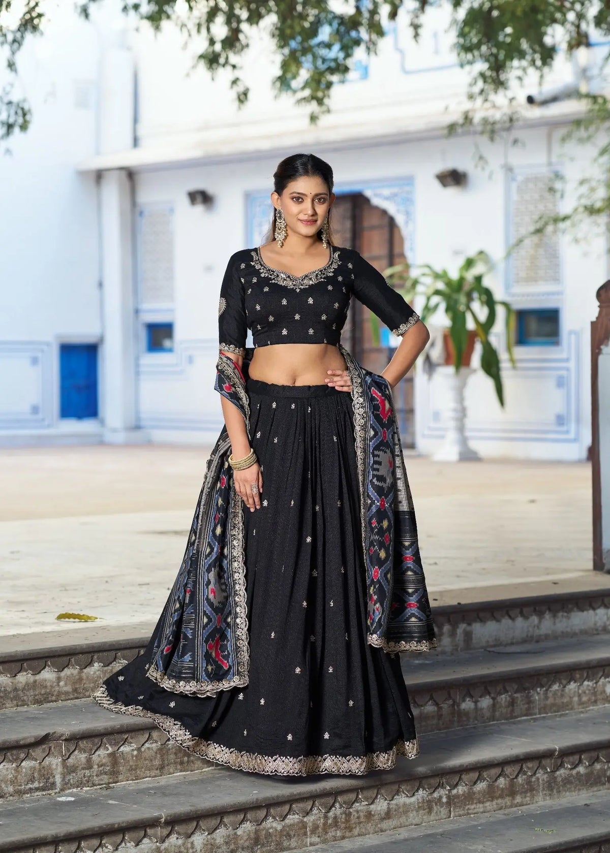 Ebony Black Embroidery Lehenga Choli