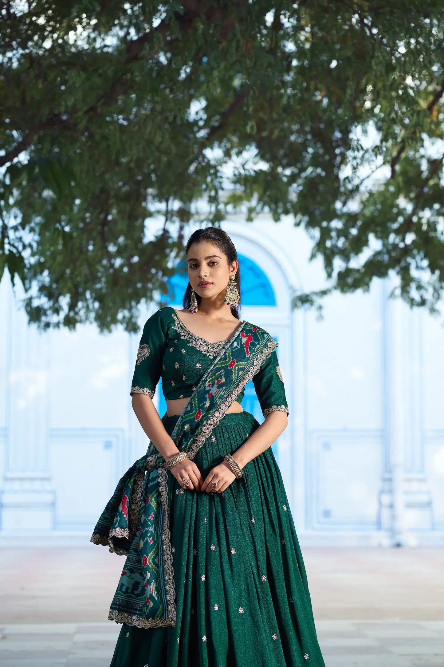 Deep Green Embroidery Lehenga Choli