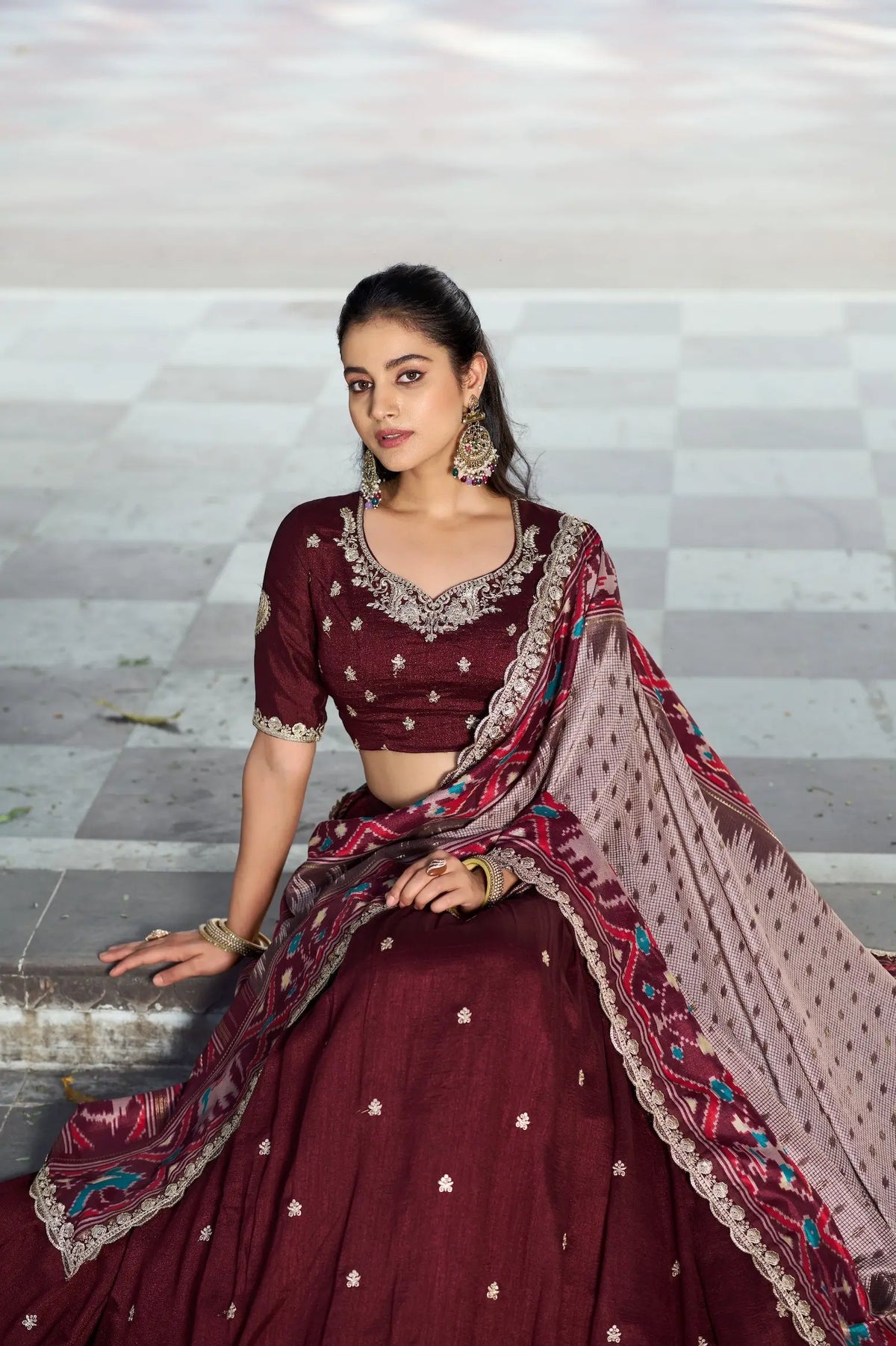 Rich Maroon Embroidery Lehenga Choli