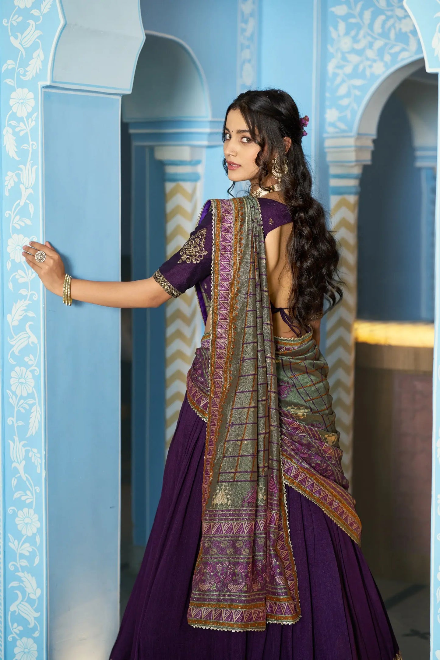 Deep Purple Silk Embroidery Lehenga Choli