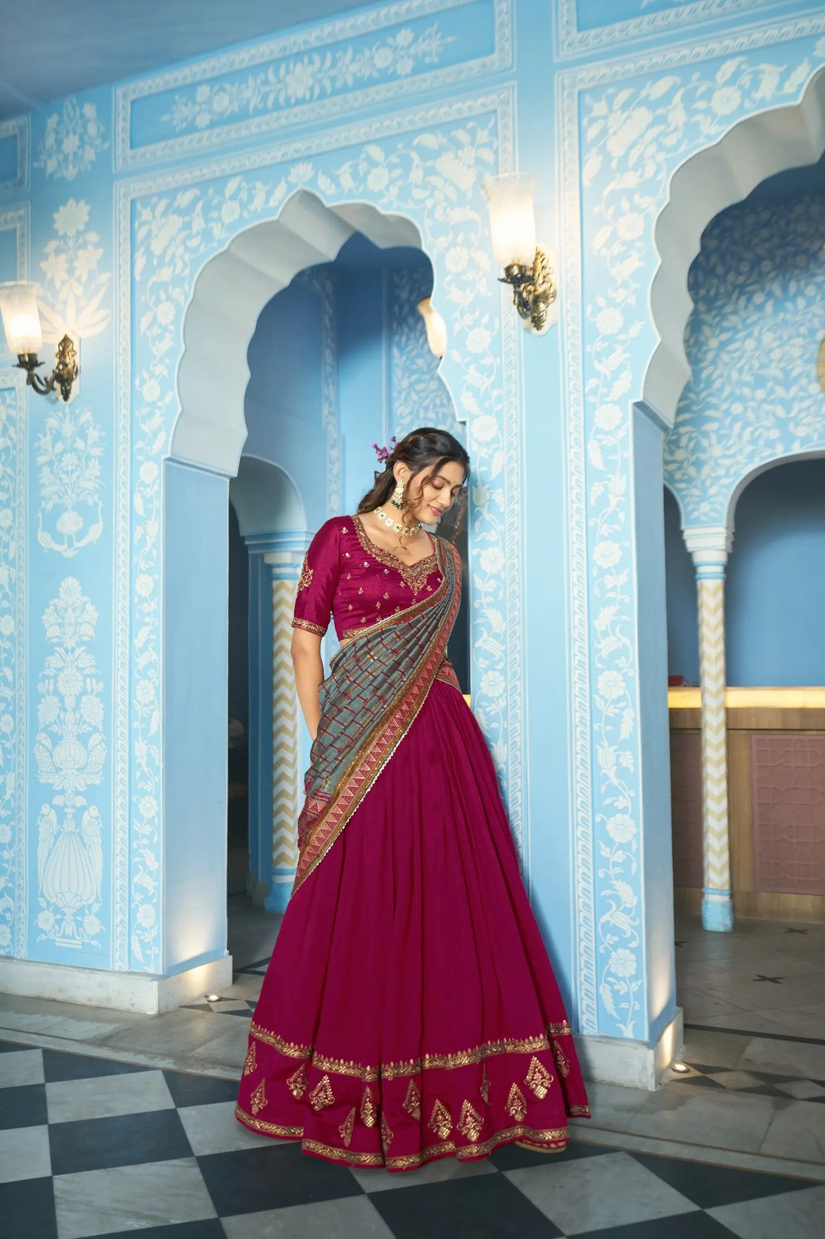 Rani Pink Silk Embroidery Lehenga Choli