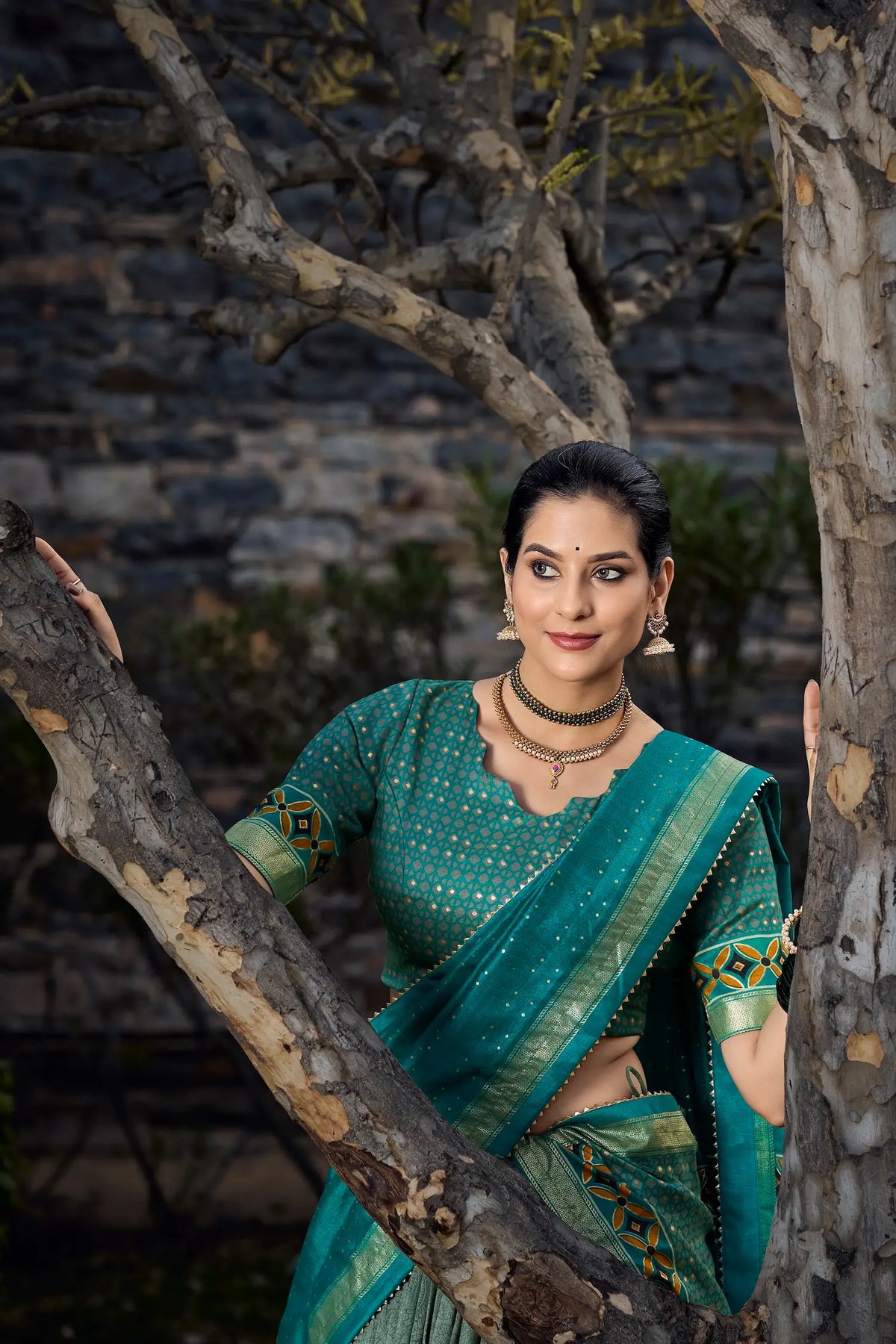 Sea Green Tussar Silk Floral Printed Lehenga Choli